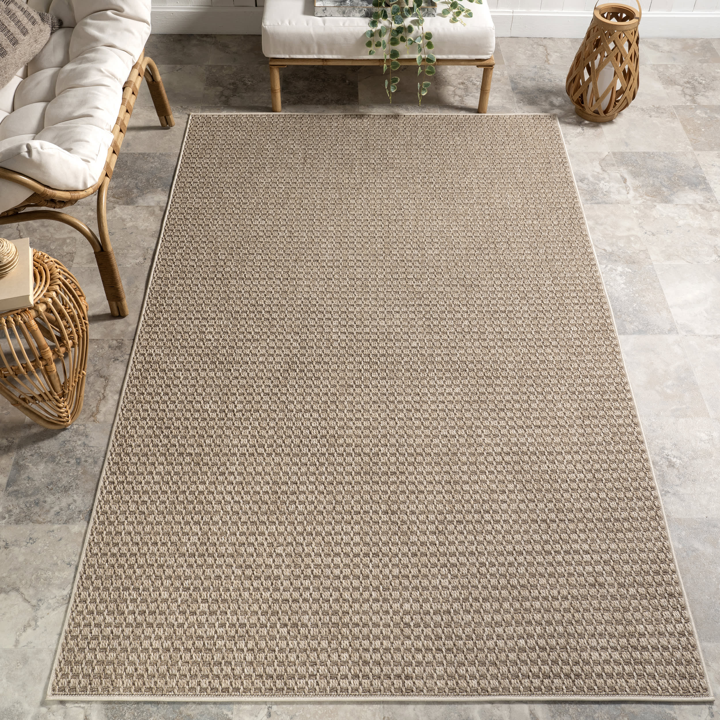 Alora Textured Geometric Indoor/Outdoor Rug | Neutral - Image 2