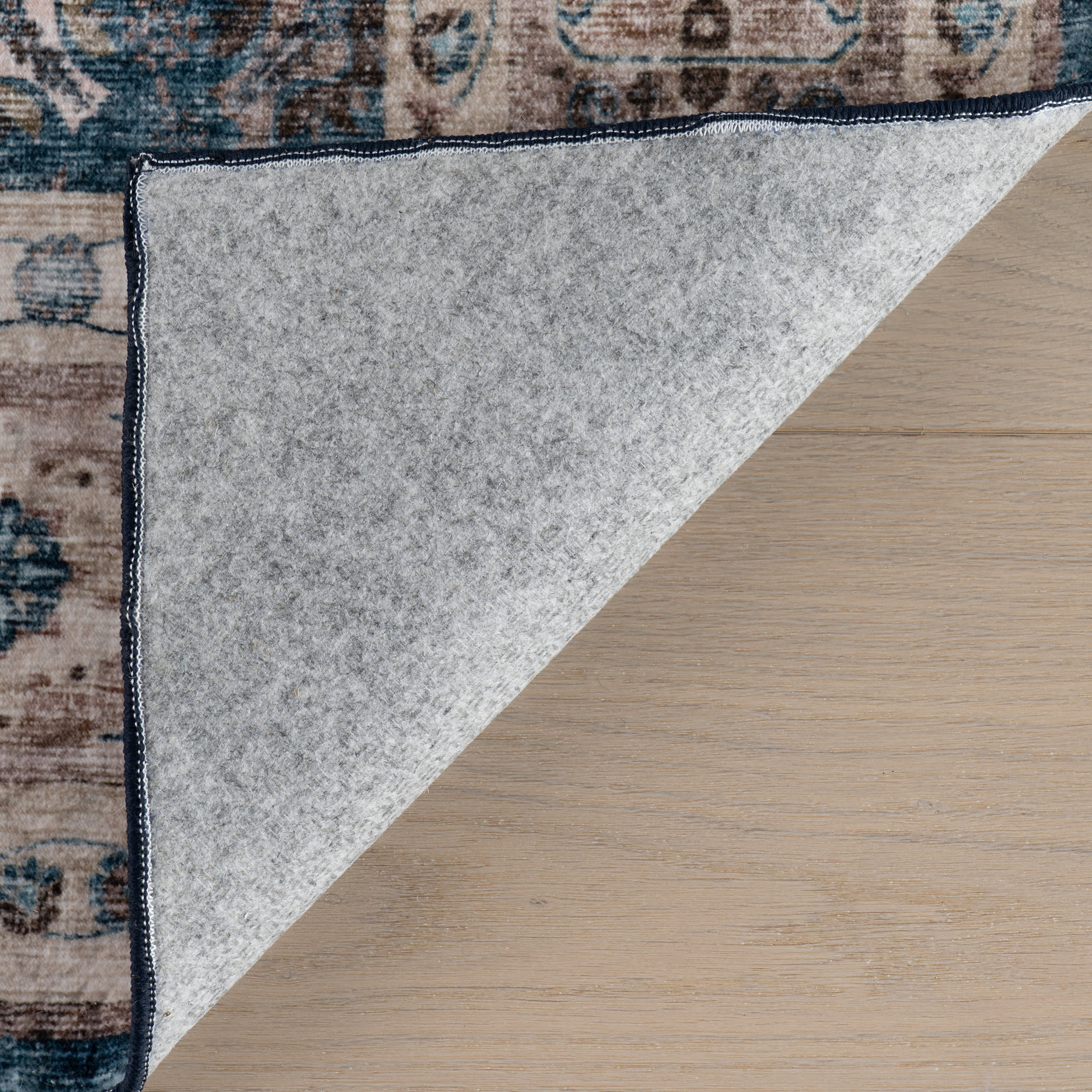Alouette Bordered Traditional Washable Rug | Blue - Image 6