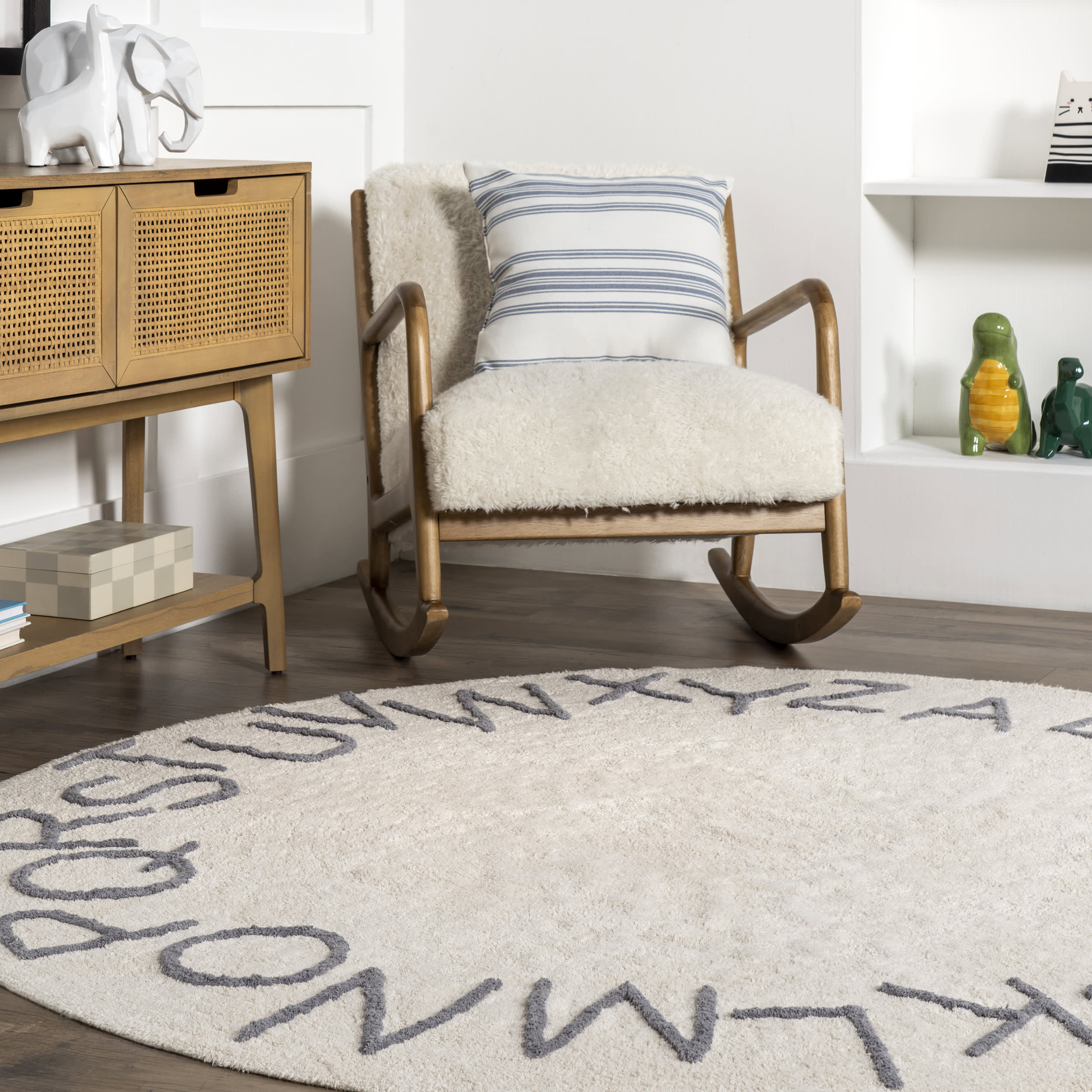 Alphabet Nursery Washable Rug | Grey - Image 4
