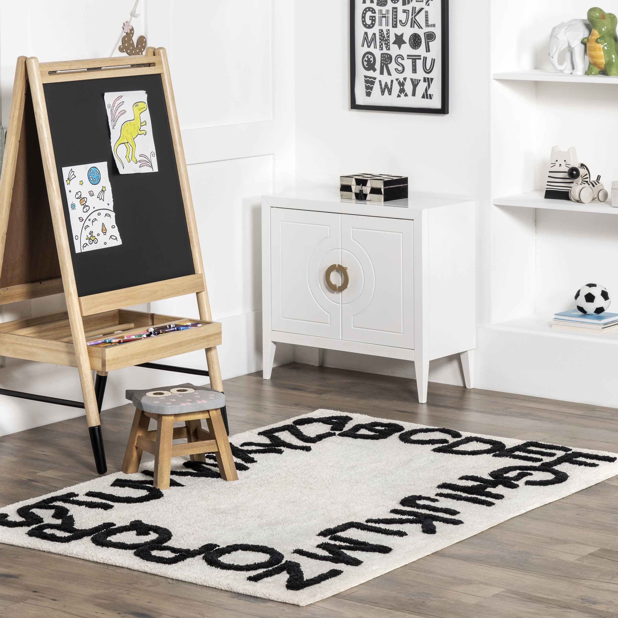 Alphabet Nursery Washable Rug | Ivory - Image 2