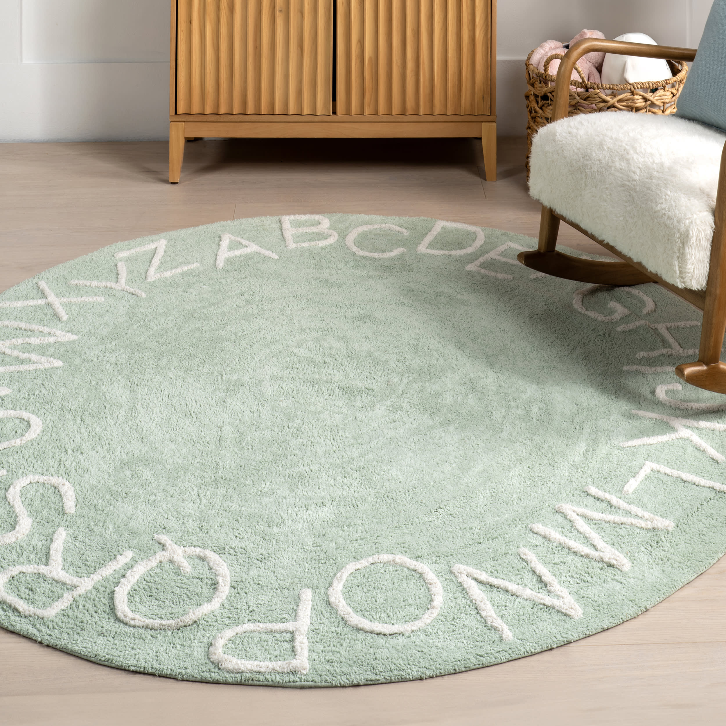 Alphabet Nursery Washable Rug | Mint Green - Image 2