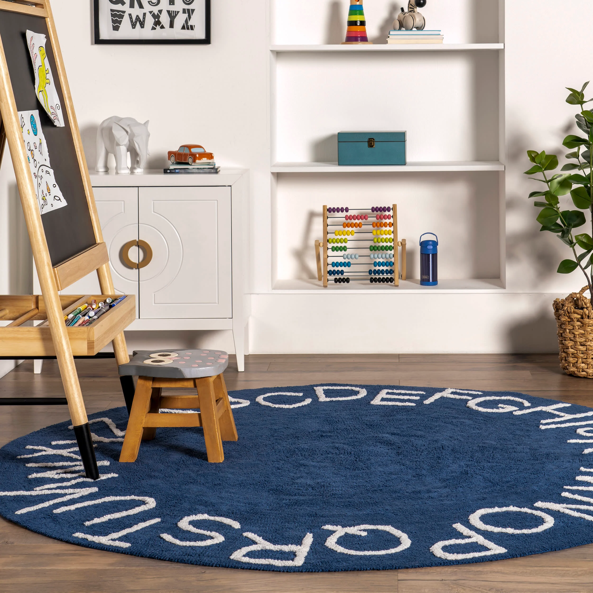 Alphabet Nursery Washable Rug | Navy - Image 4