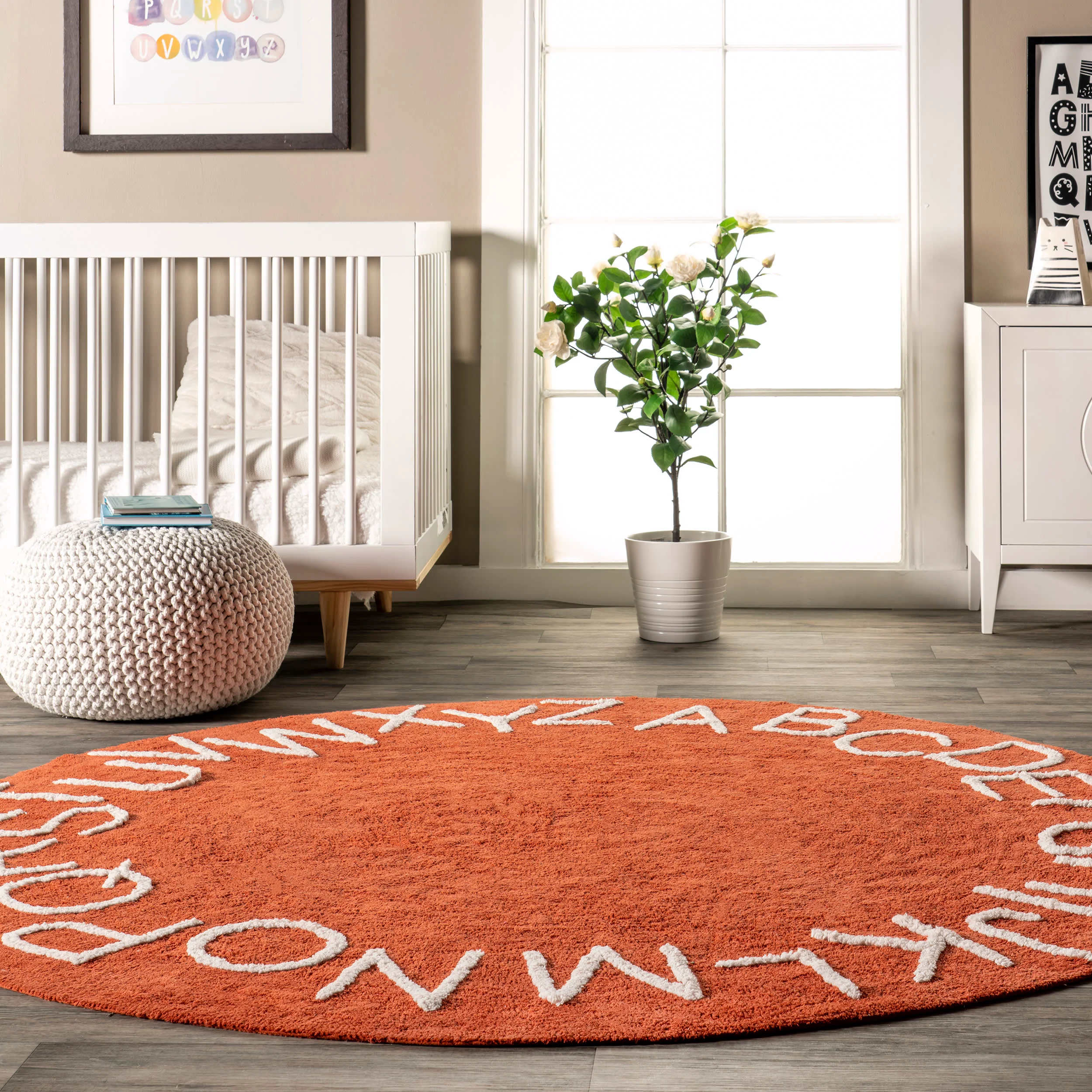 Alphabet Nursery Washable Rug | Rust - Image 4