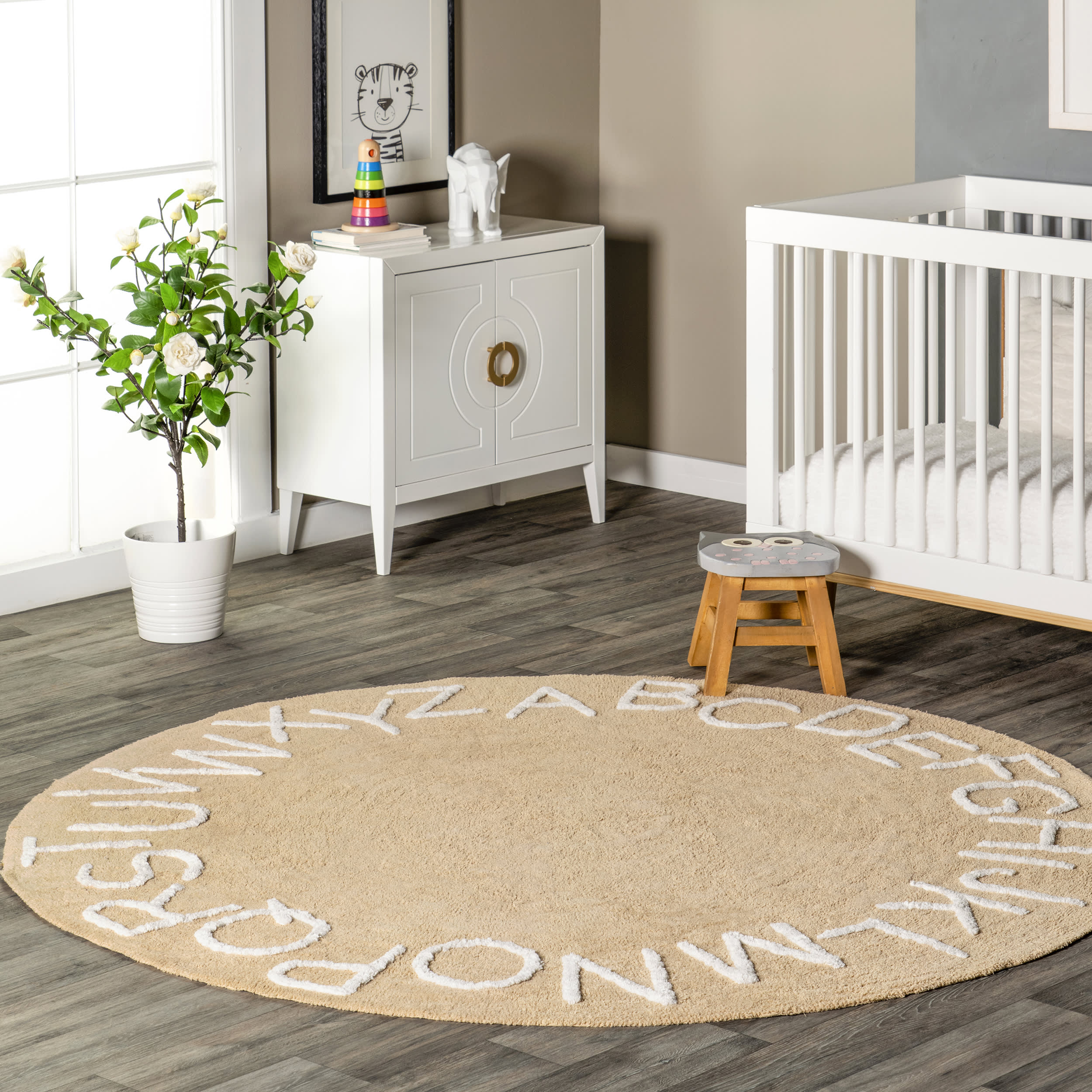 Alphabet Nursery Washable Rug | Tan - Image 2