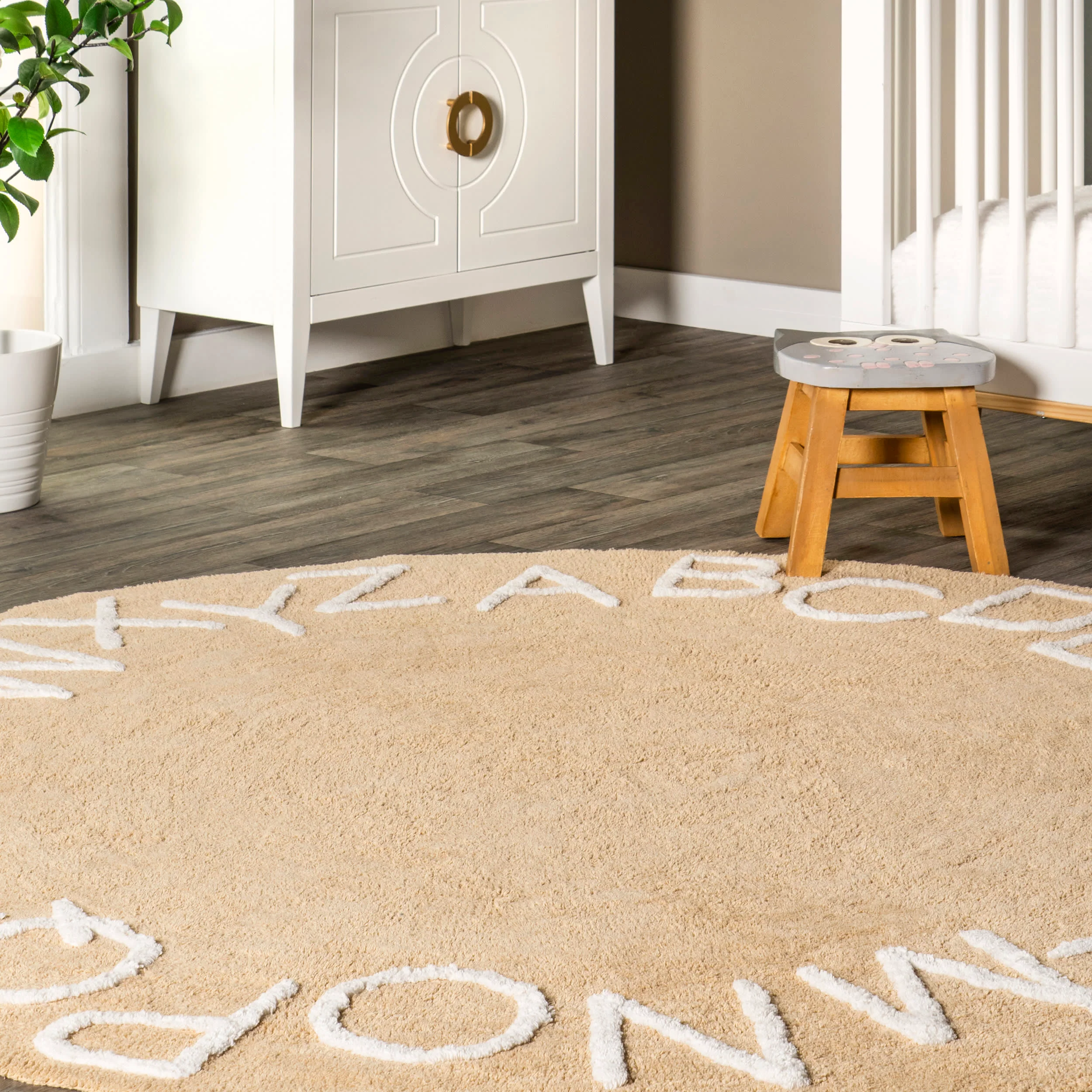 Alphabet Nursery Washable Rug | Tan - Image 4