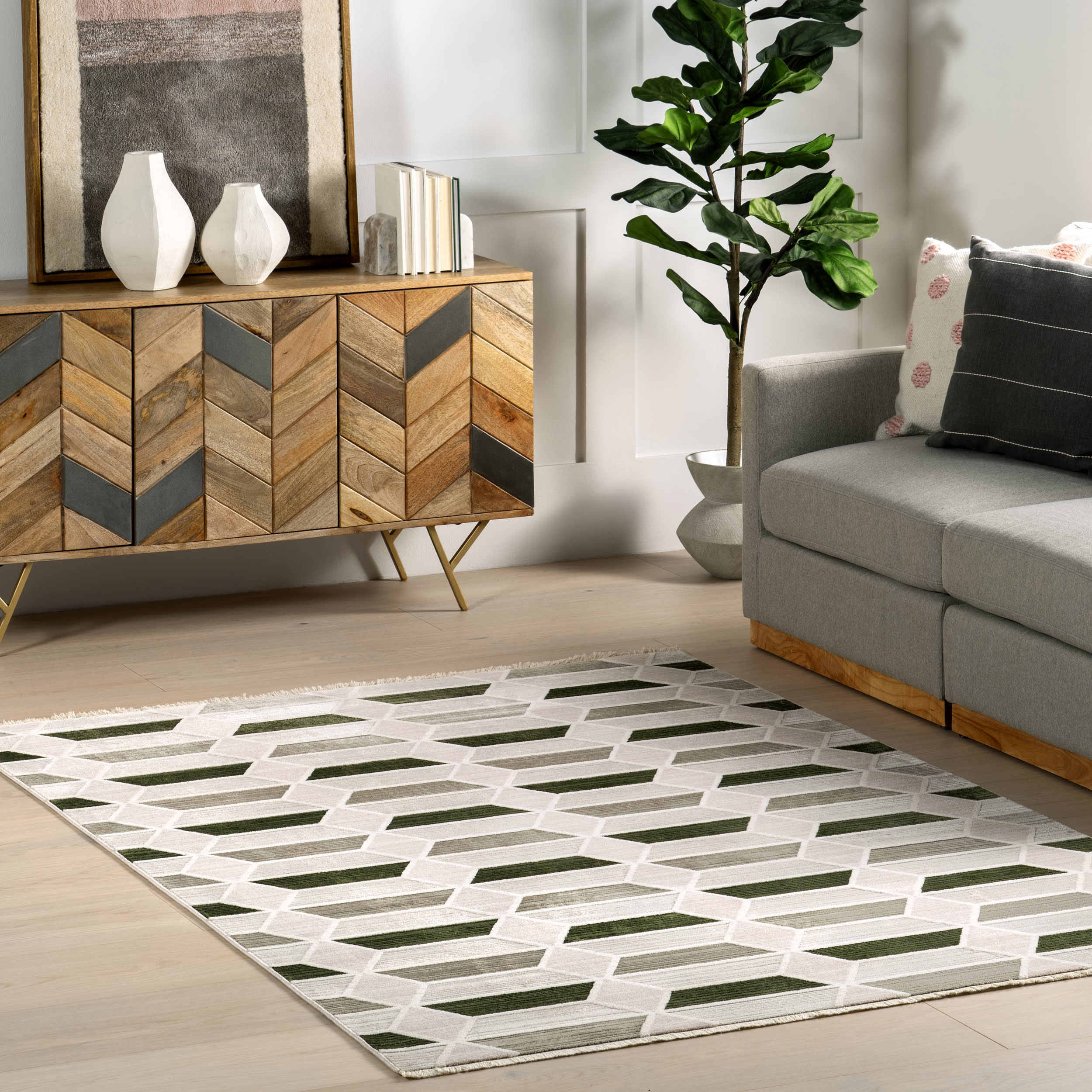 Alta Textured Trapezoid Rug | Light Grey - Image 2