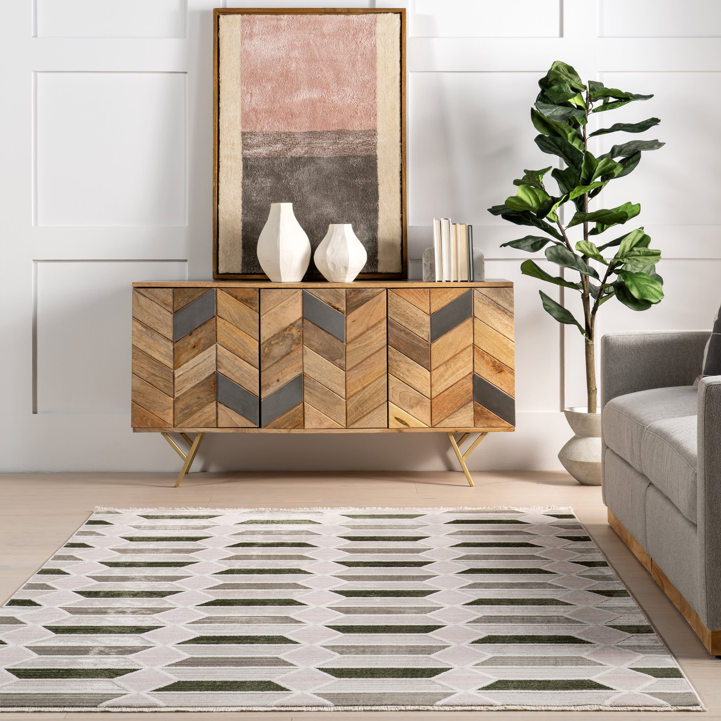 Alta Textured Trapezoid Rug | Light Grey - Image 4