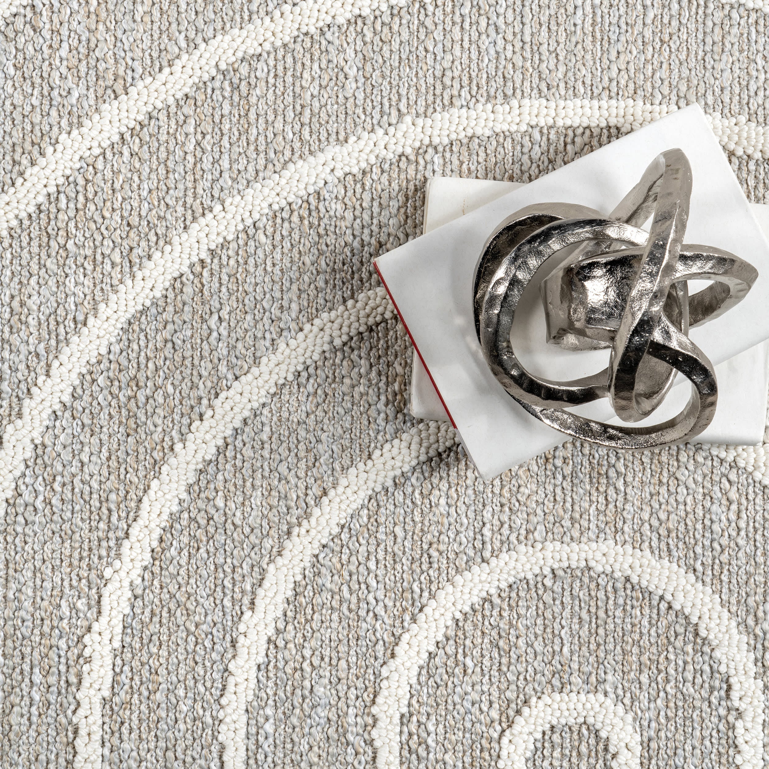 Althea Geometric Arc Washable Rug | Light Grey - Image 7