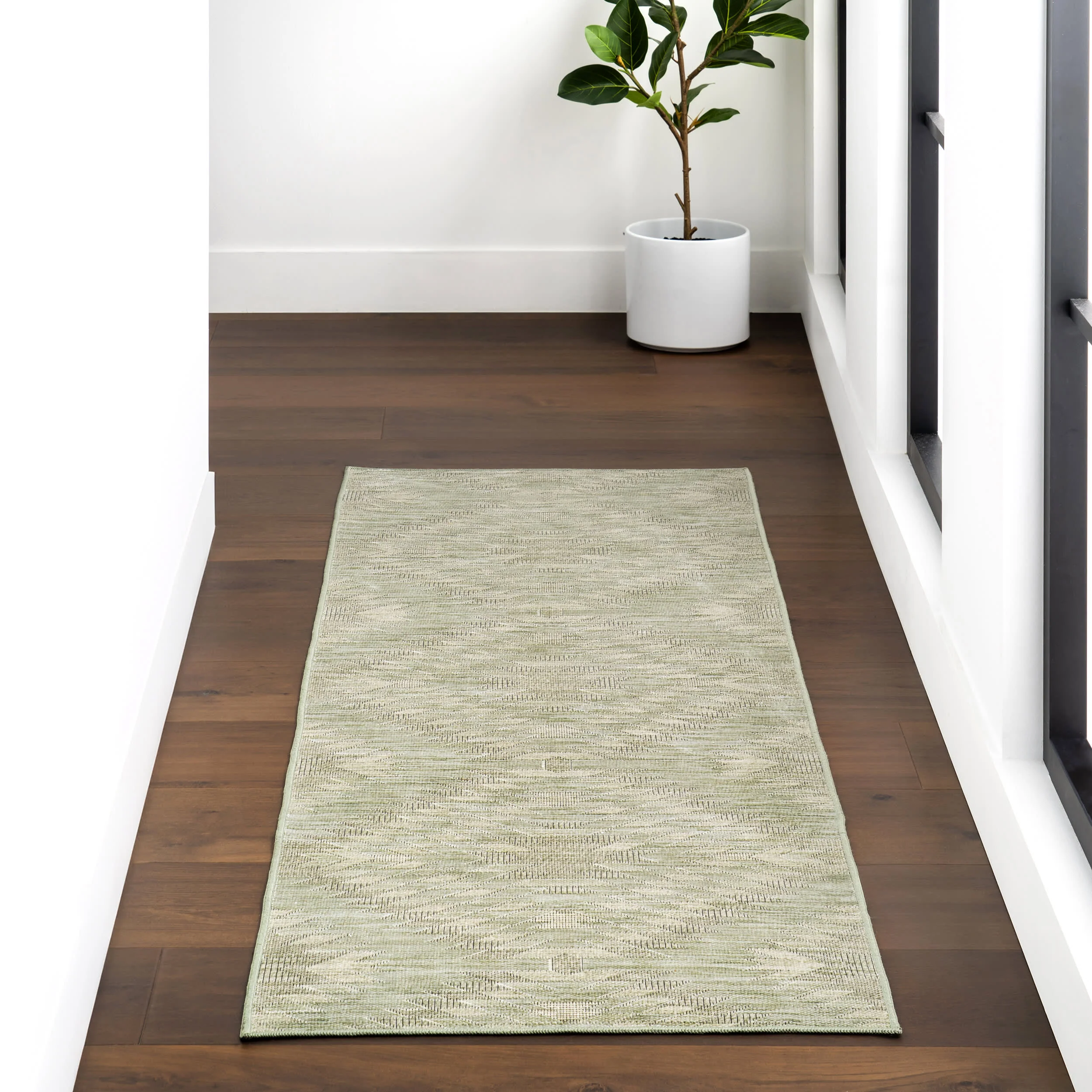 Alva Diamond Washable Rug | Sage Green - Image 2