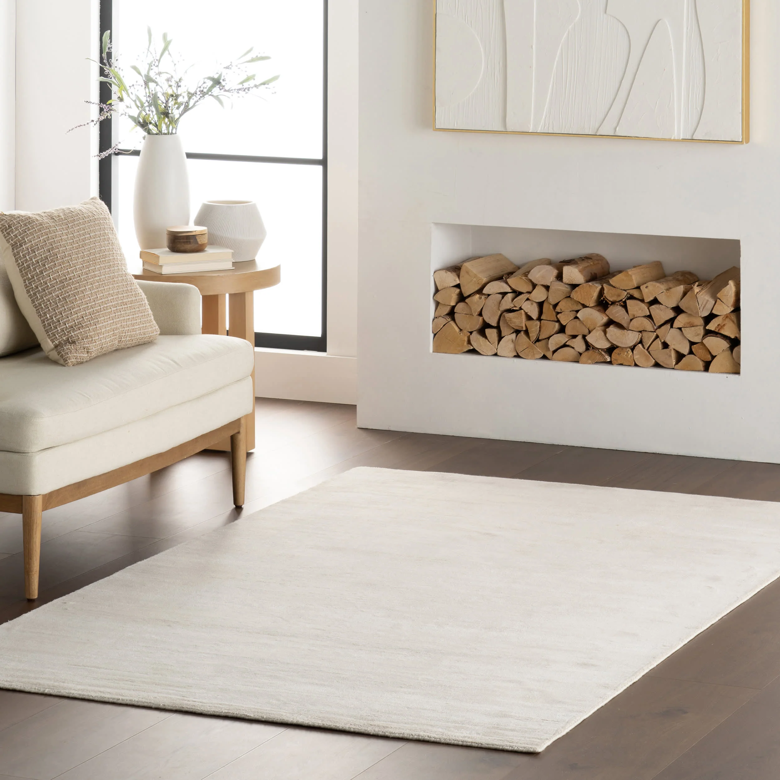 Alva Hand Loom Knotted Viscose Rug | Sand - Image 2
