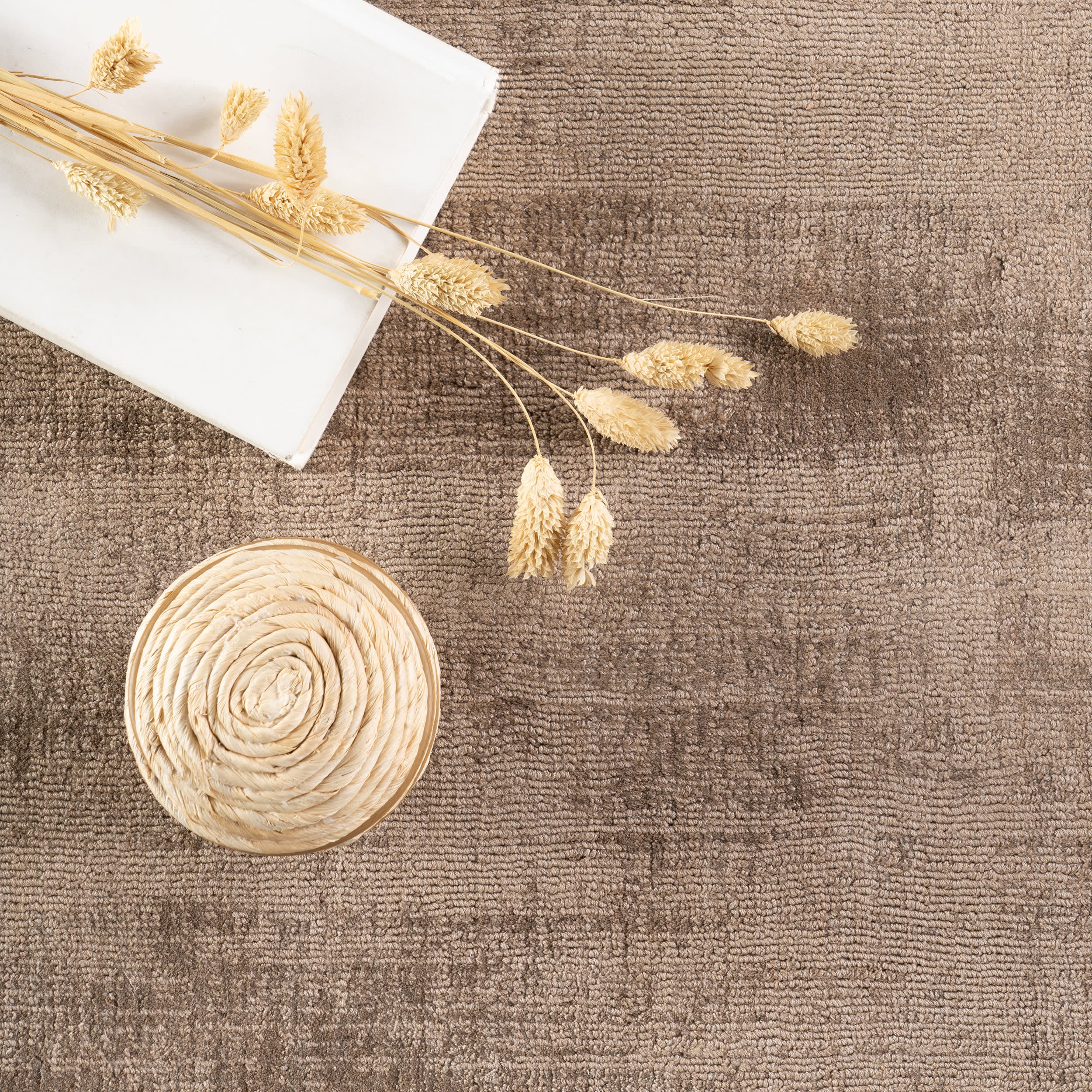 Alva Hand Loom Knotted Viscose Rug | Taupe - Image 3