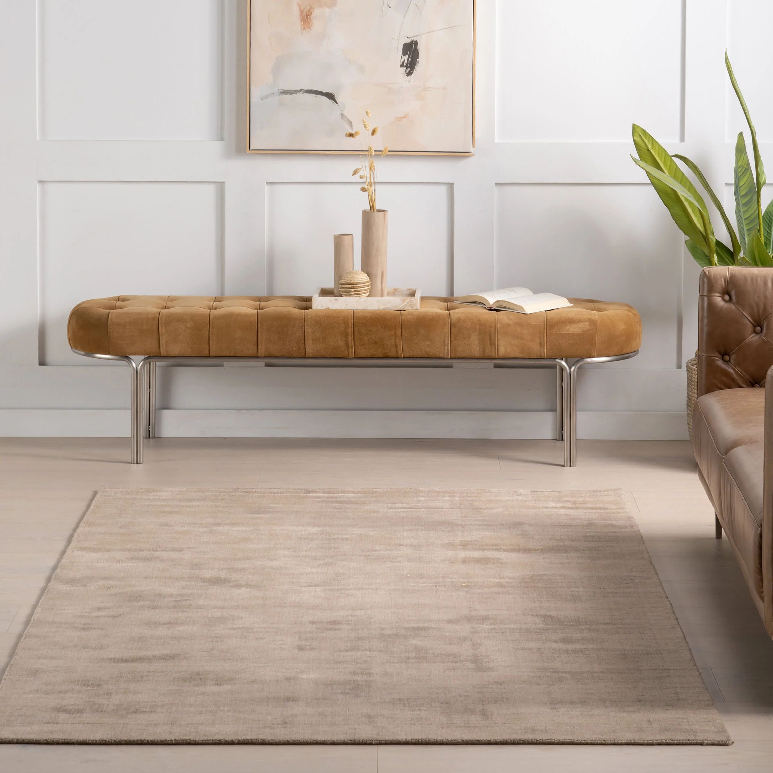 Alva Hand Loom Knotted Viscose Rug | Taupe - Image 4