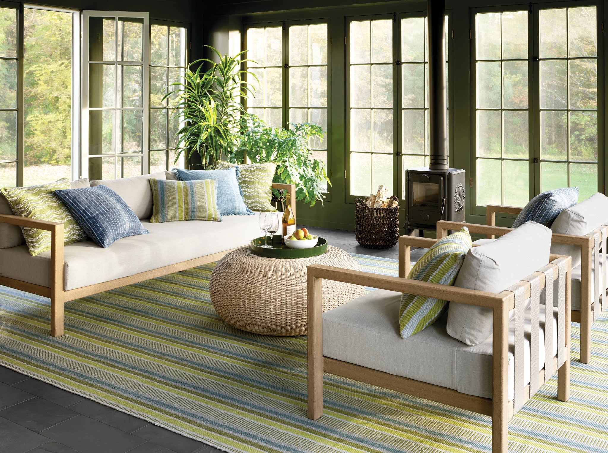 Always Greener Handwoven Indoor/Outdoor Rug | Blue/Green - Image 2