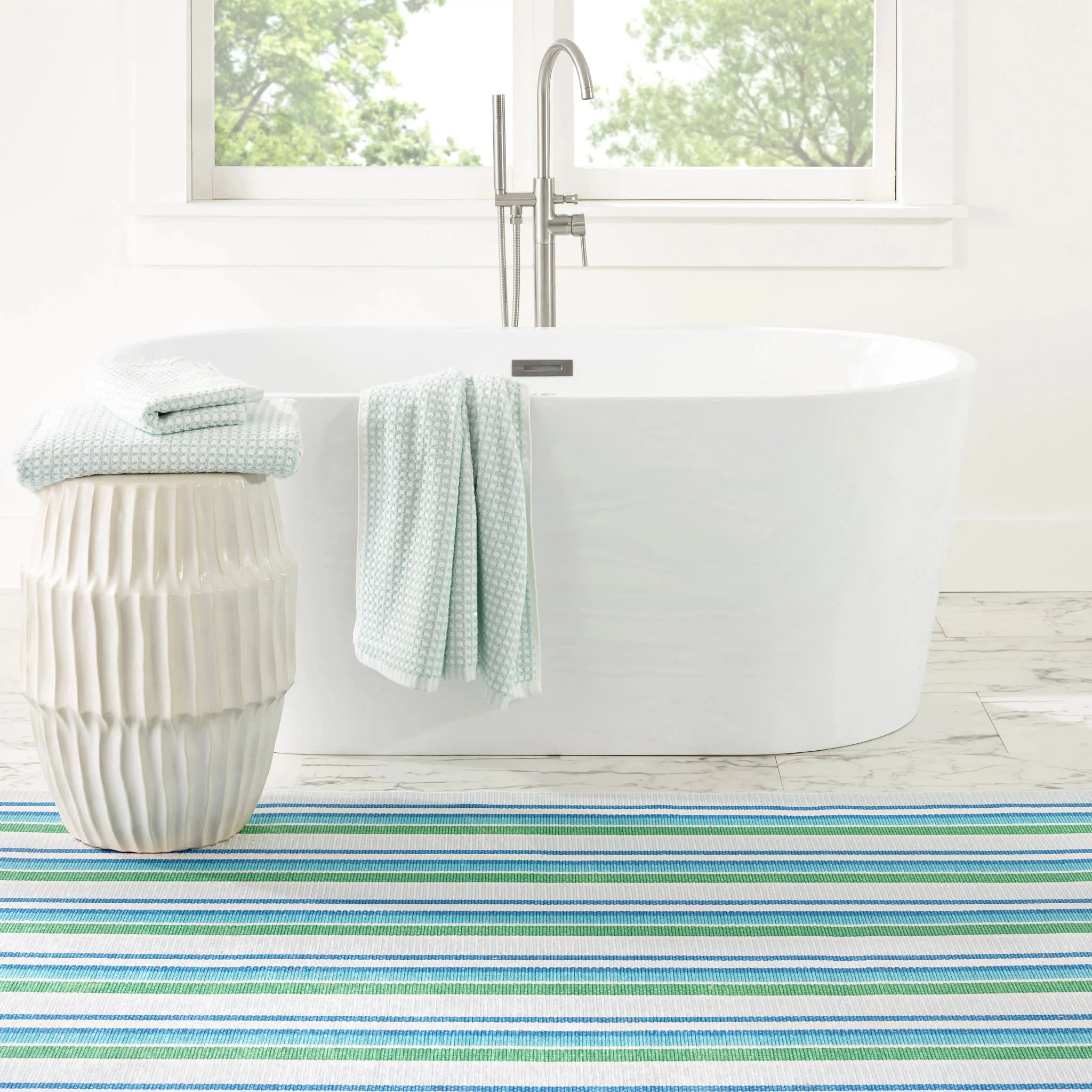 Always Greener Machine Washable Rug | Cobalt/Green - Image 2