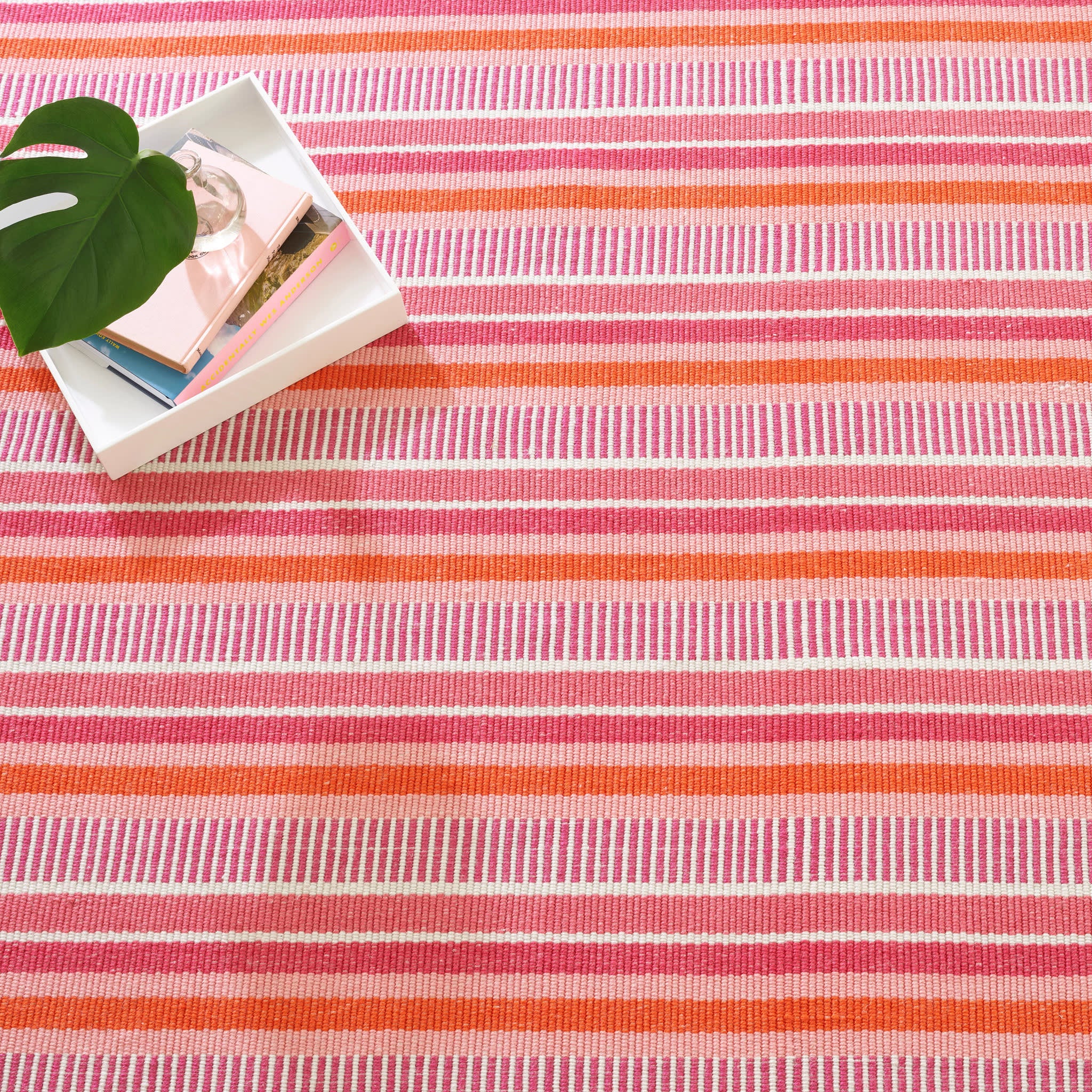 Always Greener Handwoven Indoor/Outdoor Rug | Pink/Orange - Image 3