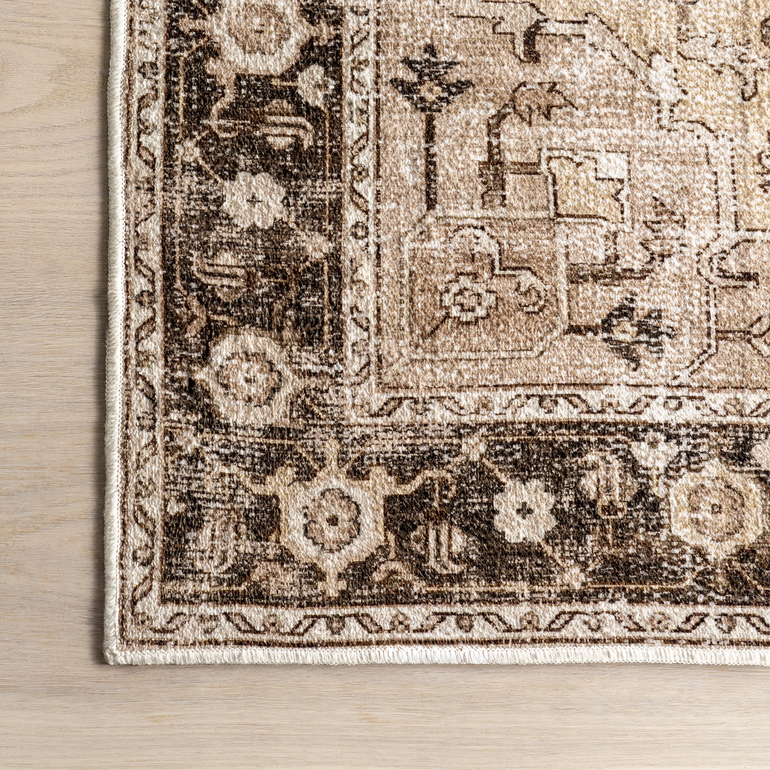 Amaryllis Medallion Washable Rug | Brown - Image 4