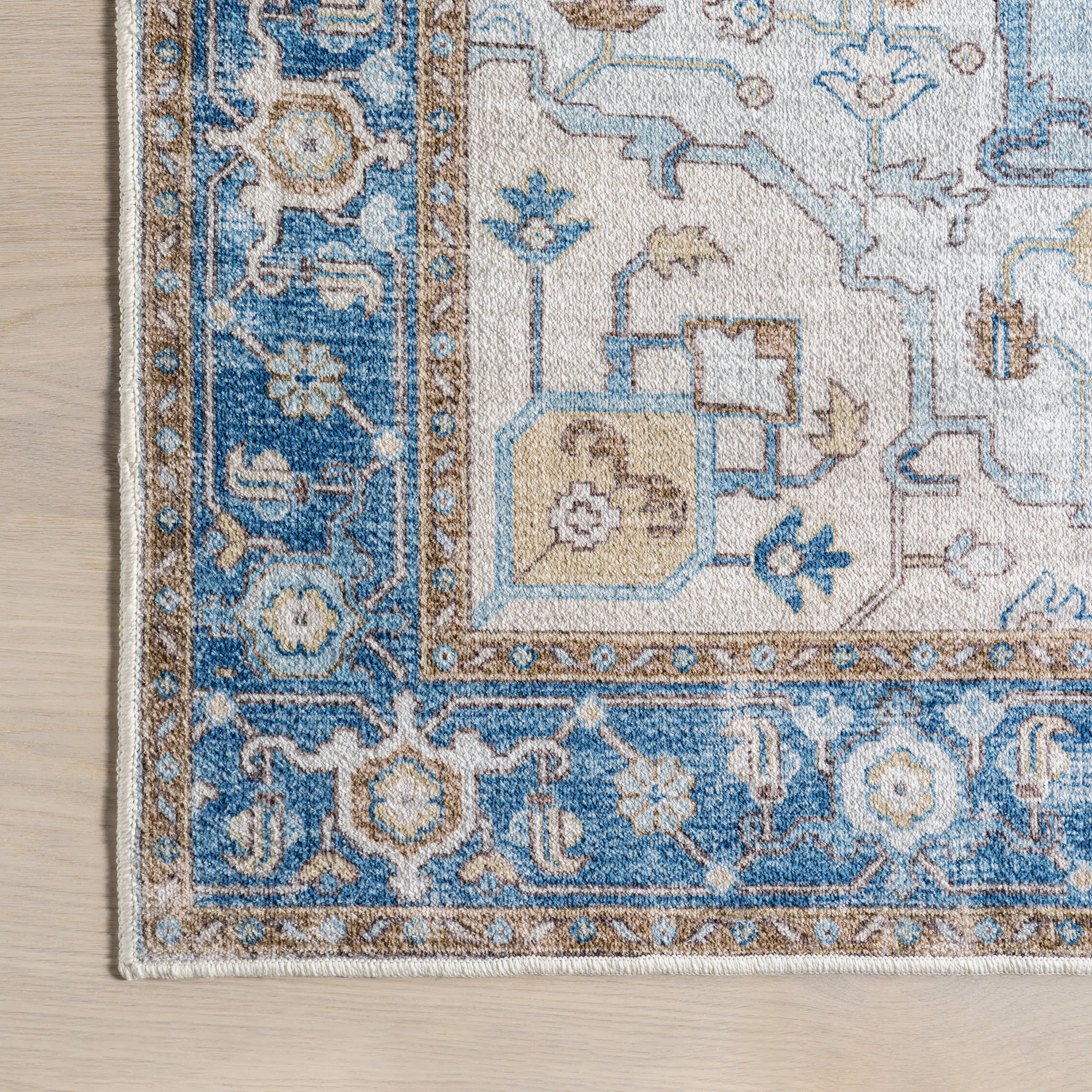 Amaryllis Medallion Washable Rug | Dark Blue - Image 4