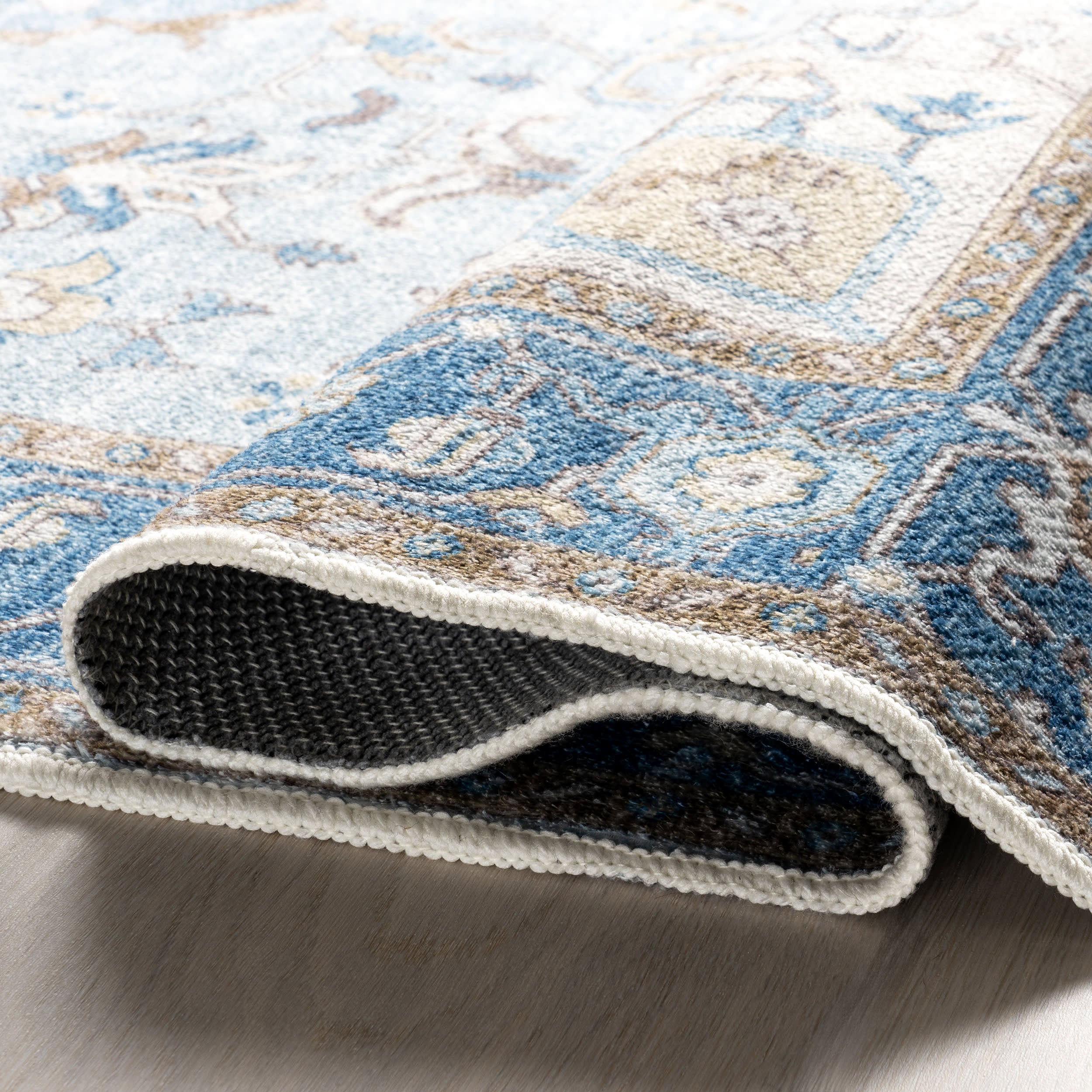 Amaryllis Medallion Washable Rug | Dark Blue - Image 8