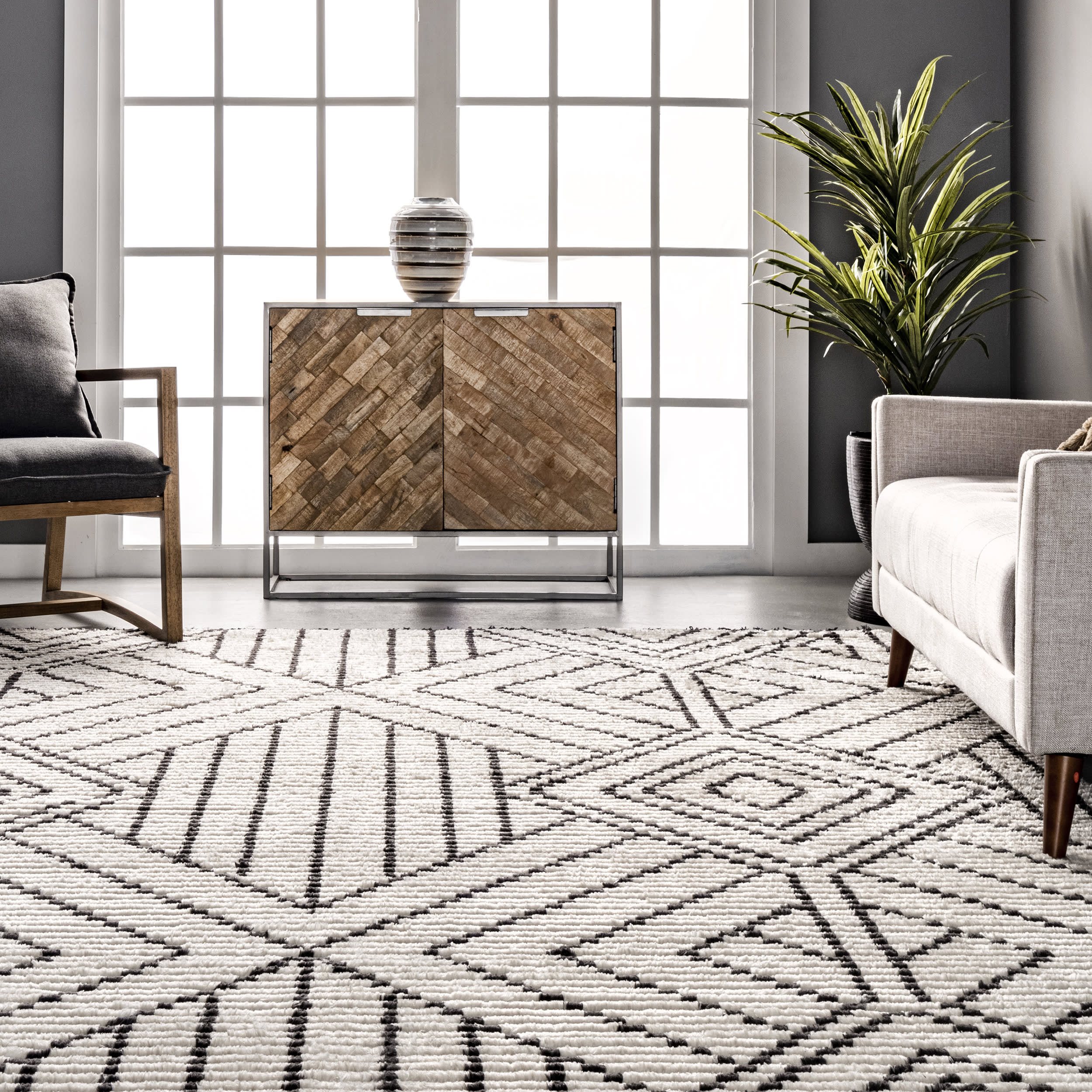 Amelia Double Diamond Rug | Beige - Image 4