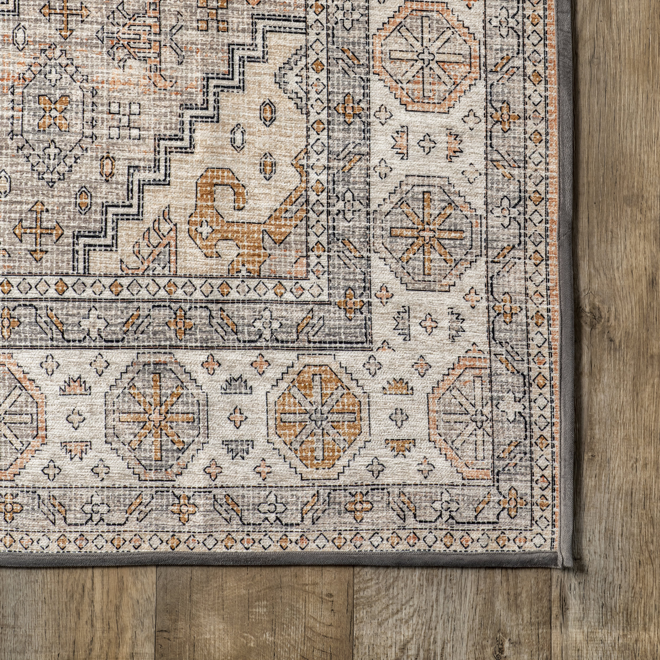 Amrata Washable Mosaic Rug | Peach - Image 3