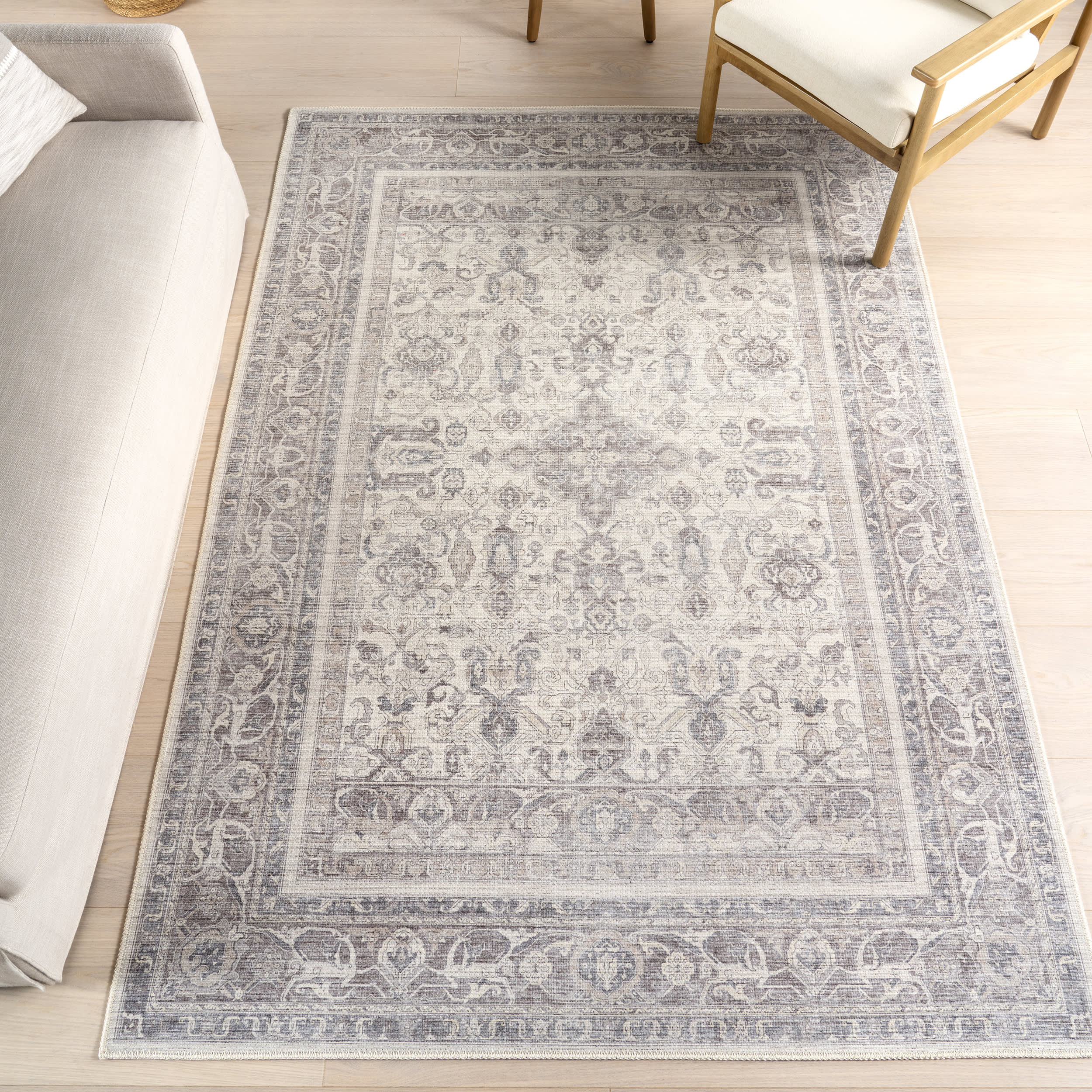 Ana Medallion Washable Rug | Beige - Image 2