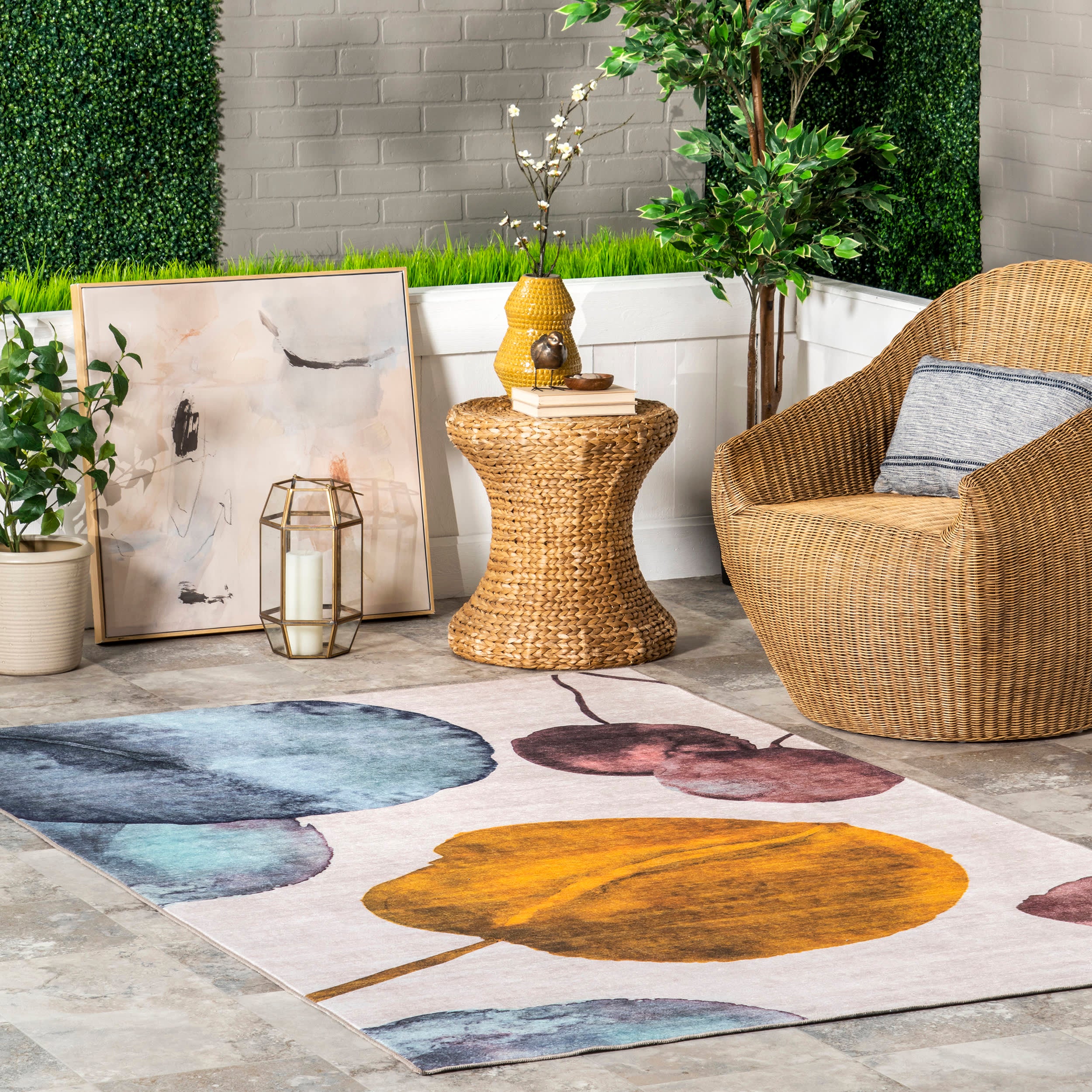 Anabella Lily Pad Washable Indoor/Outdoor Rug | Multicolor - Image 2