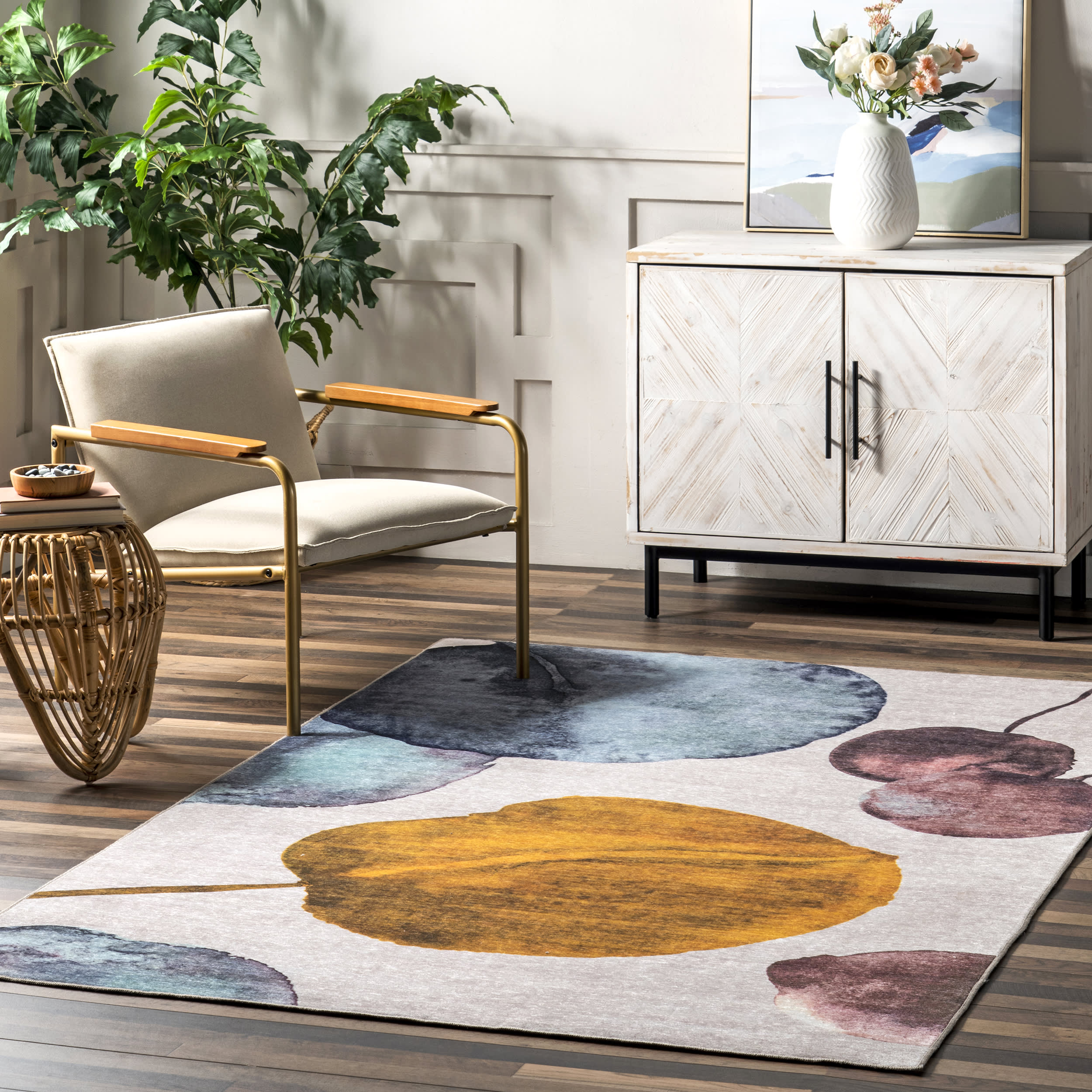 Anabella Lily Pad Washable Indoor/Outdoor Rug | Multicolor - Image 7