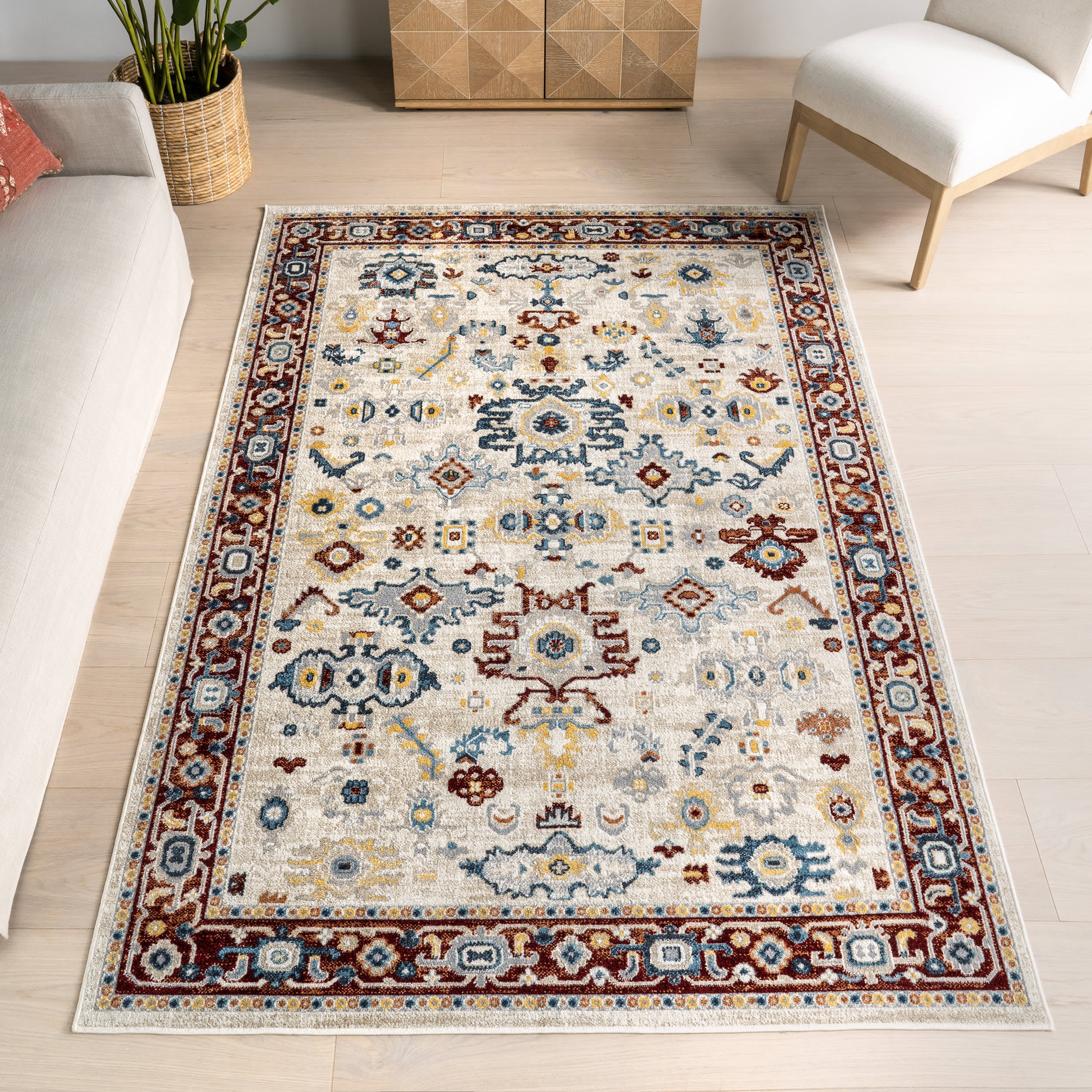 Anabelle Floral Medallion Washable Rug | Multicolor - Image 2