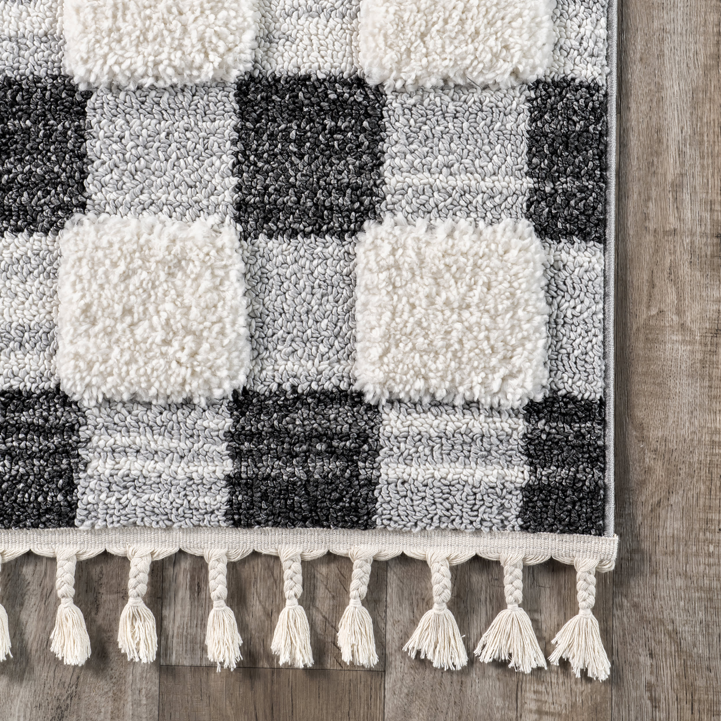 Anahi Lifted Plaid Rug | Grey - Image 3