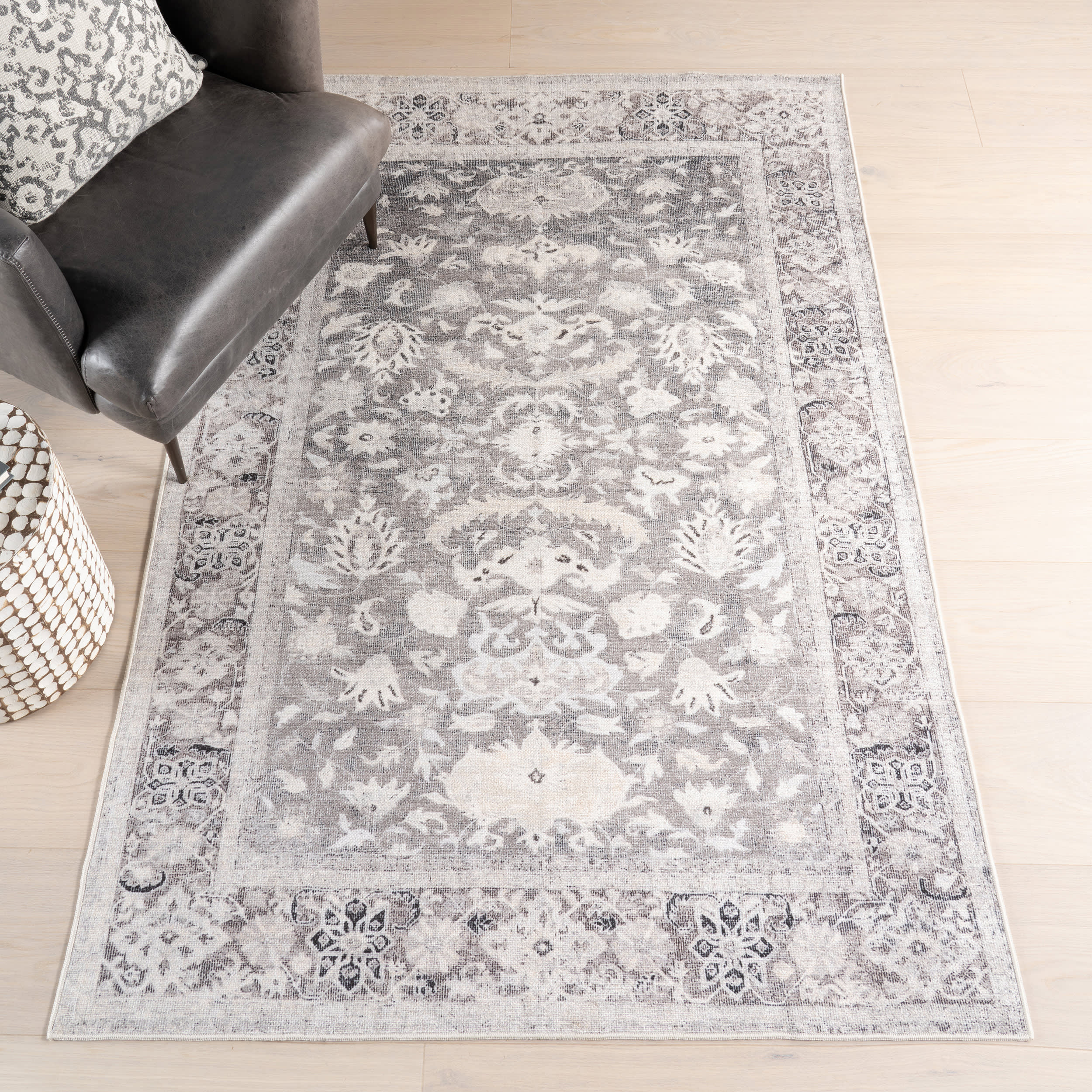 Analia Medallion Washable Rug | Brown - Image 2