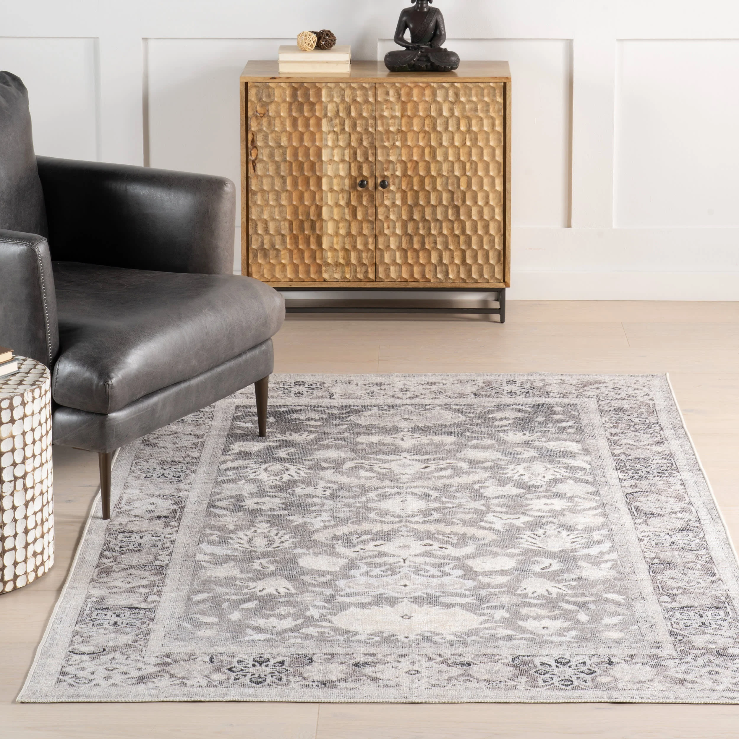 Analia Medallion Washable Rug | Brown - Image 5