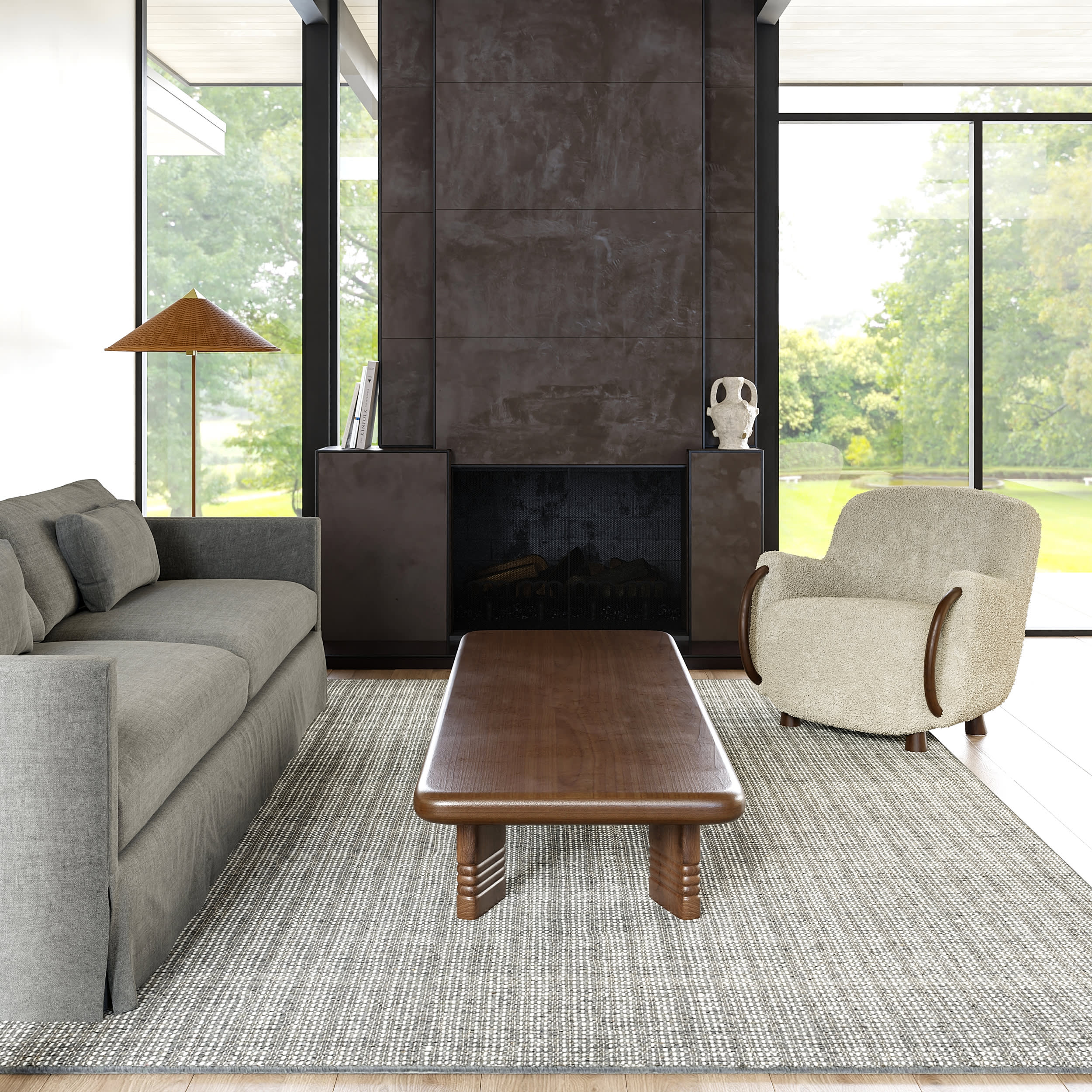 Ander Striped Wool-Blend Rug | Dark Grey - Image 2