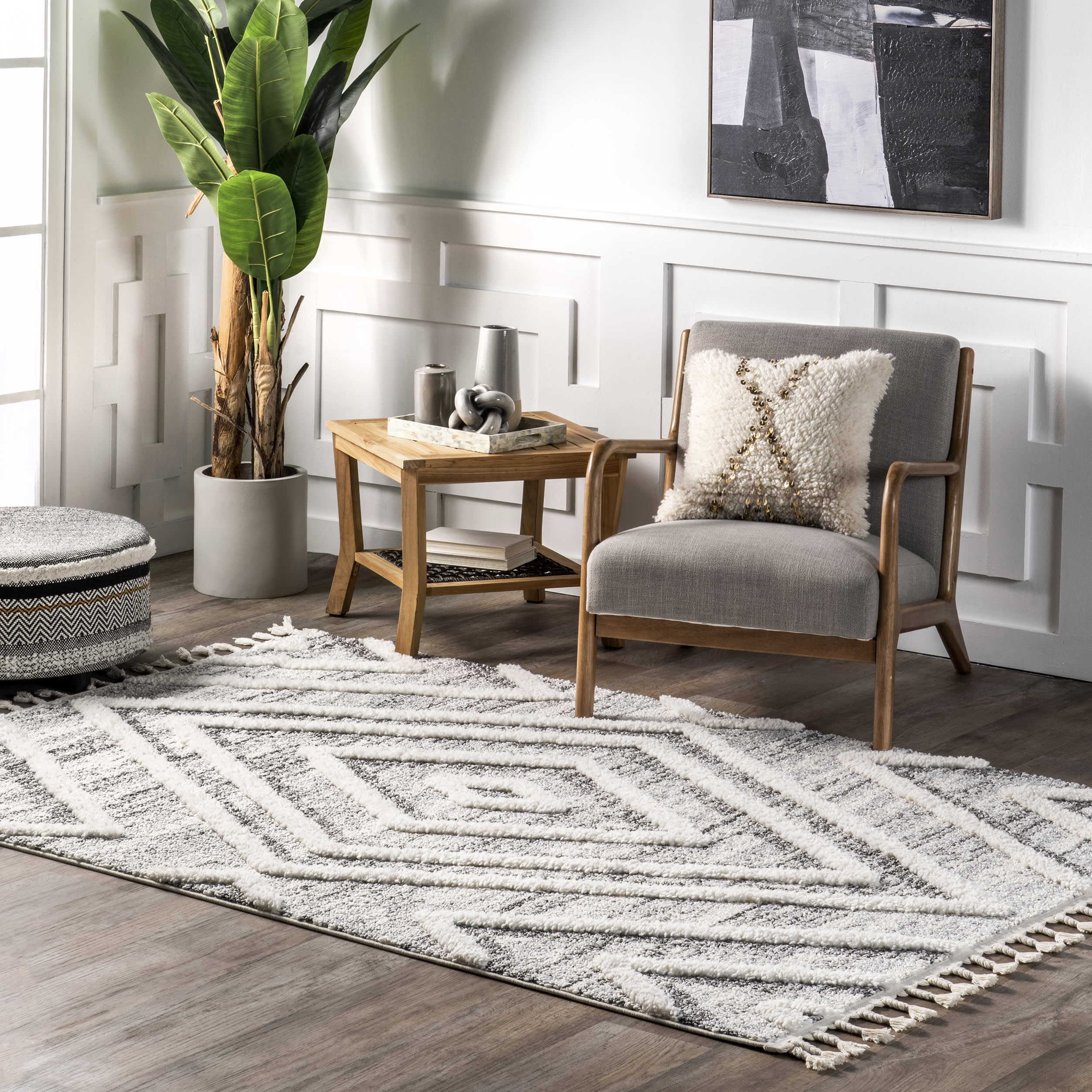 Andi Raised Diamonds Rug | Grey - Image 2