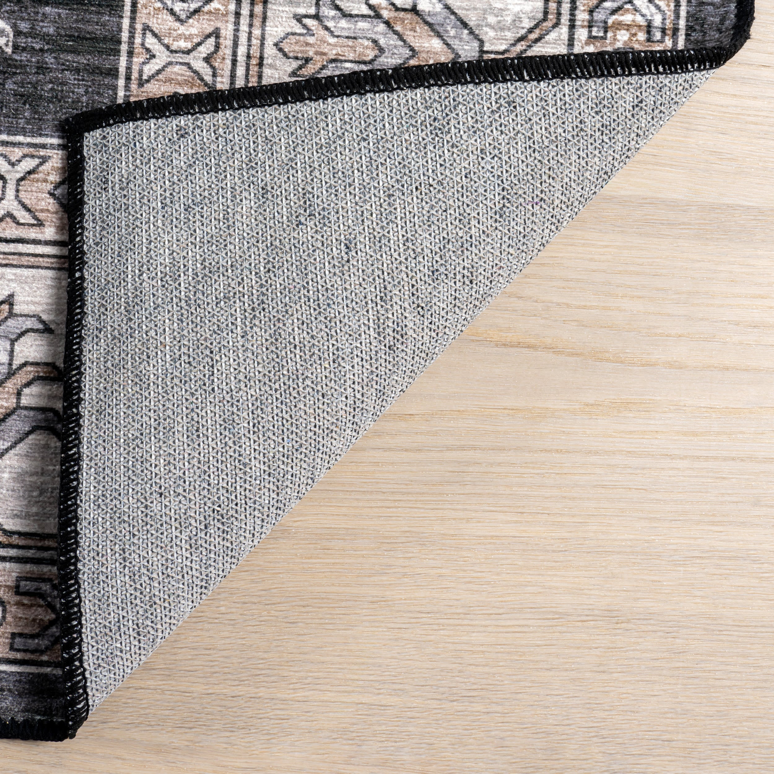 Andrea Bordered Spill Proof Washable Rug | Charcoal - Image 8