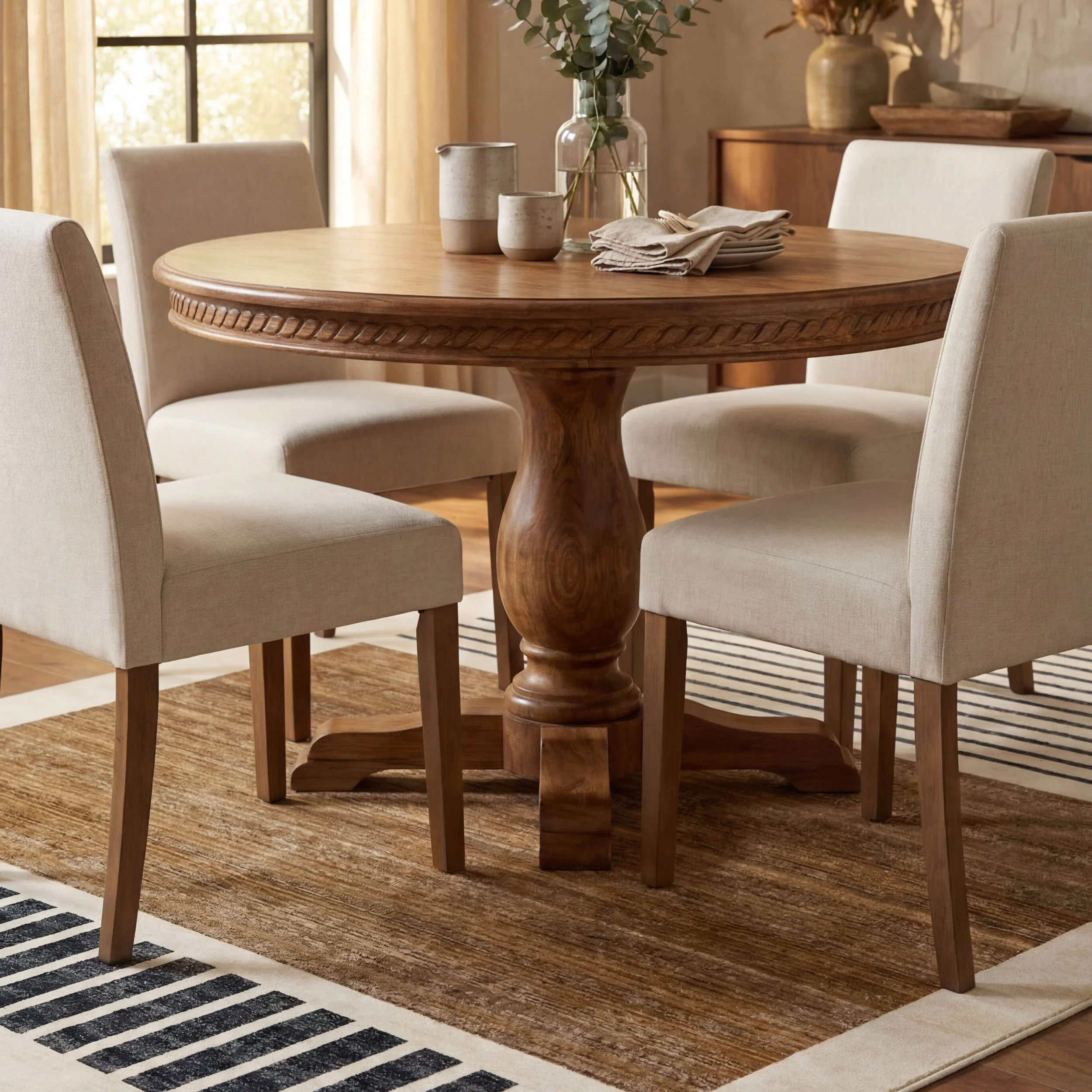 Anette Block Striped Rug | Beige - Image 6
