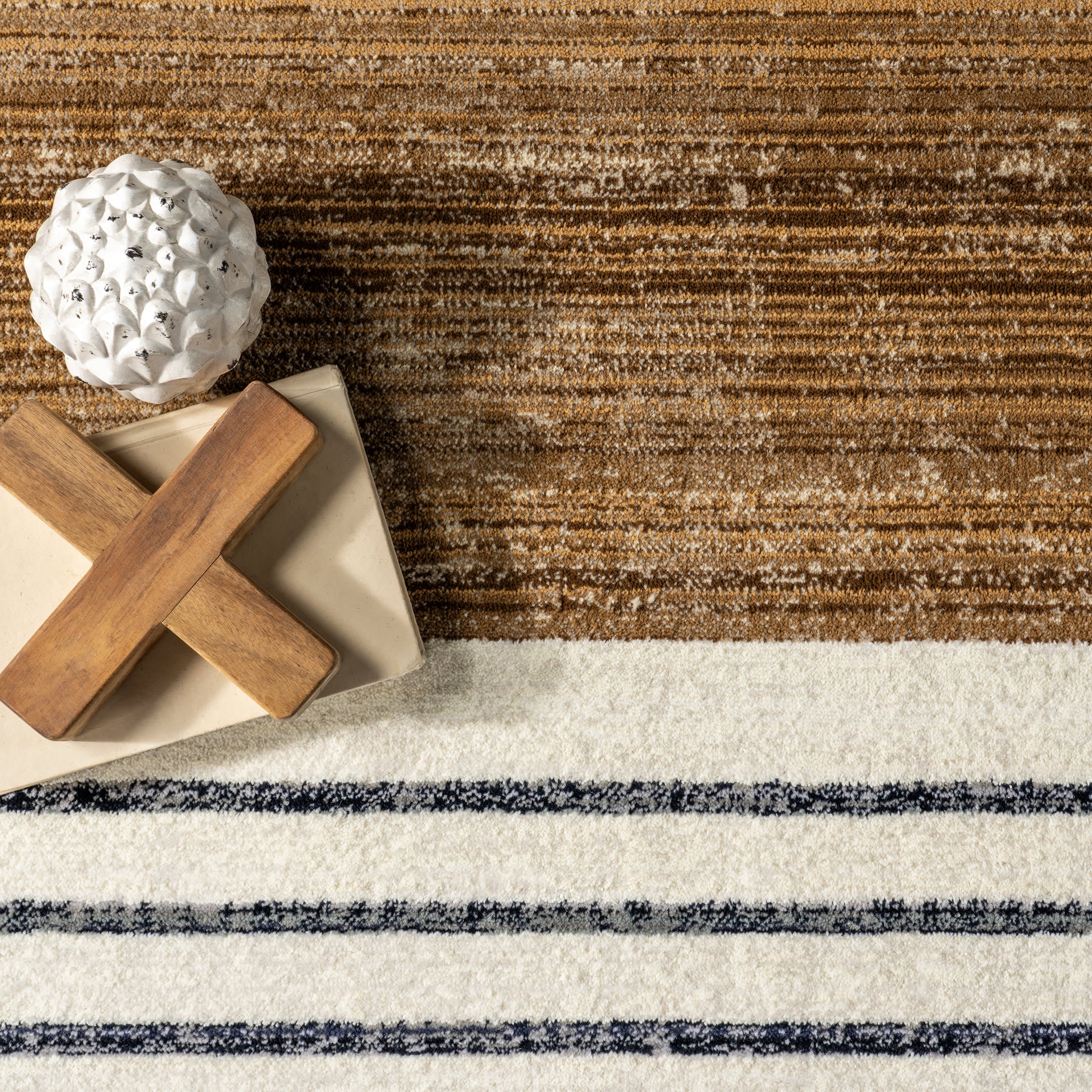 Anette Block Striped Rug | Beige - Image 8