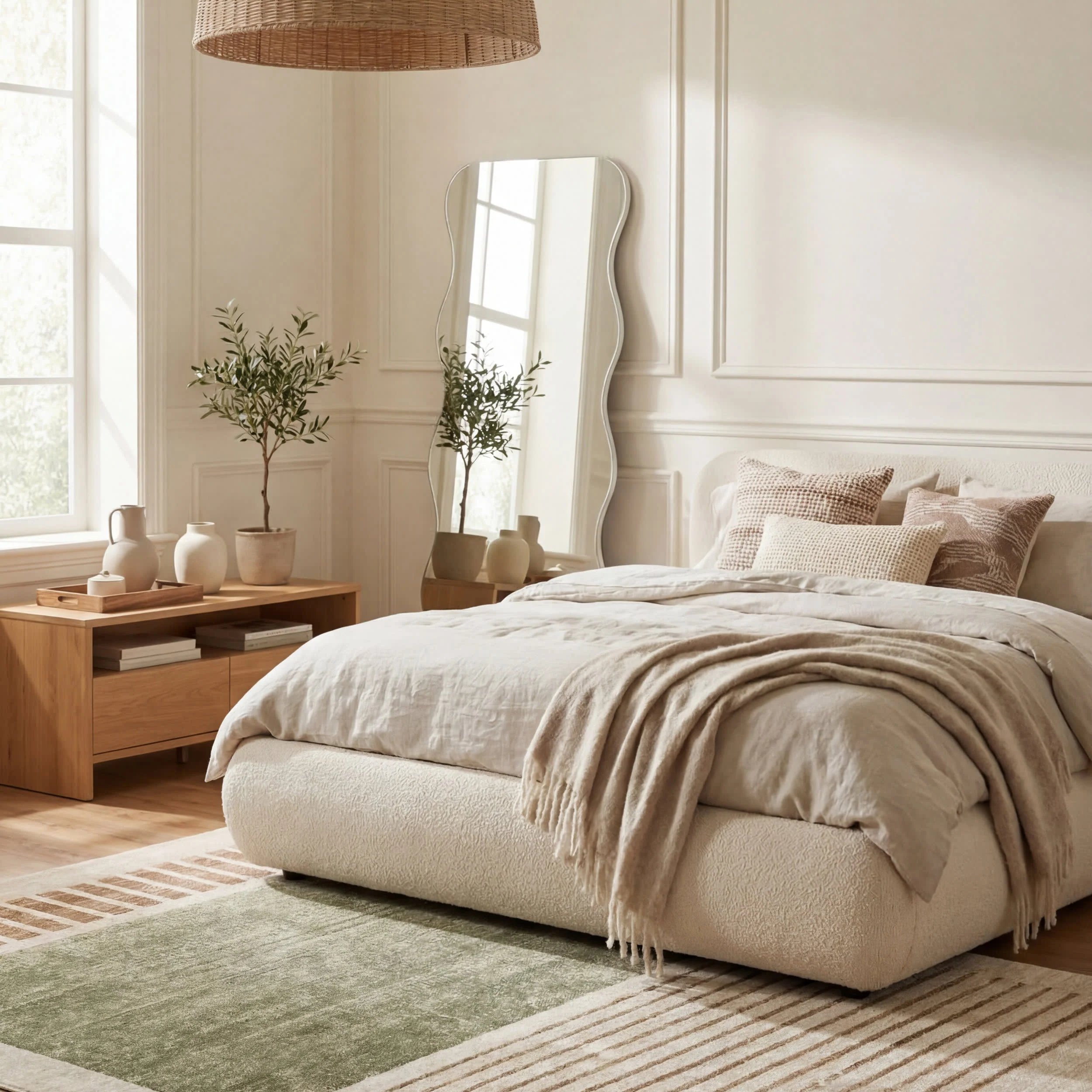 Anette Block Striped Rug | Green - Image 10