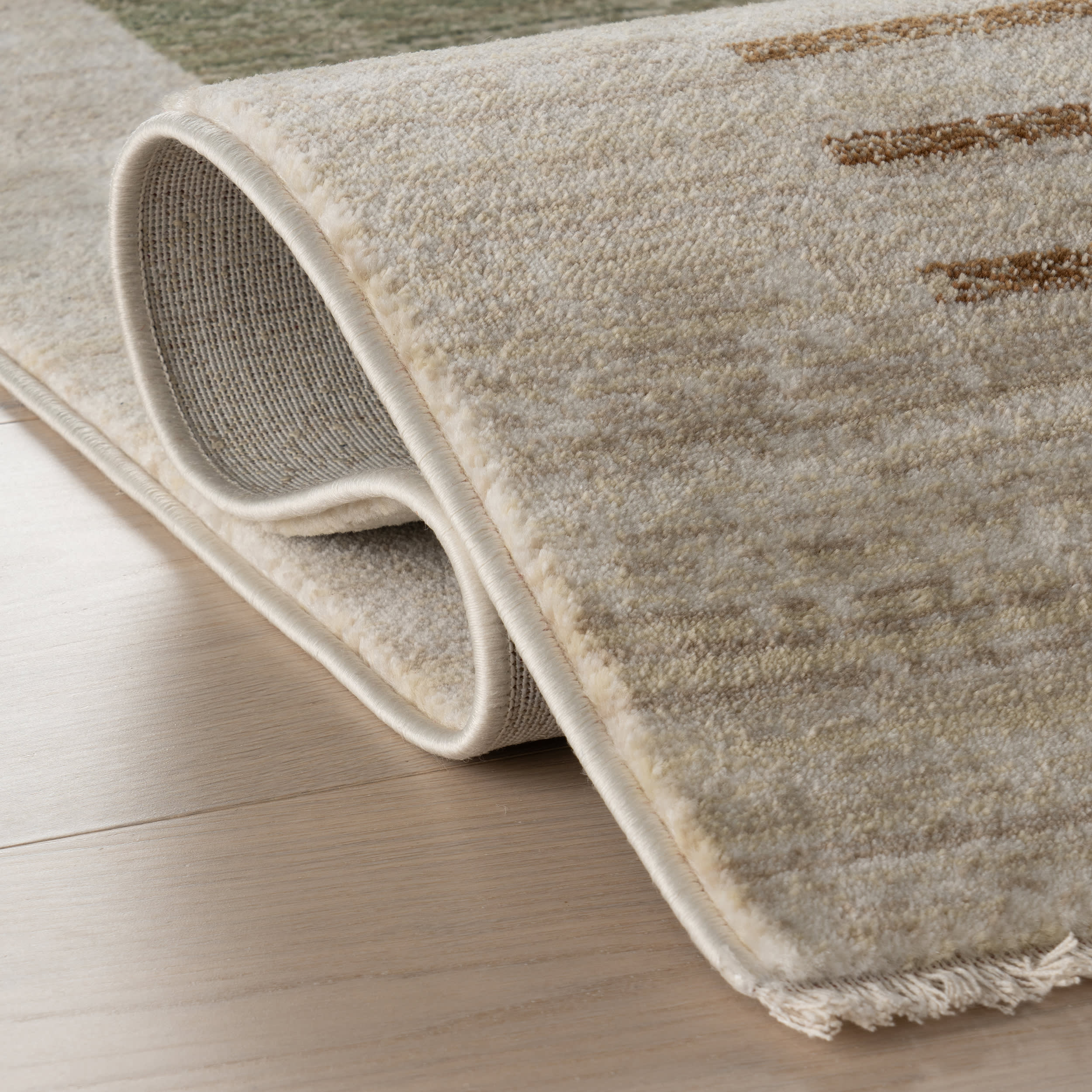 Anette Block Striped Rug | Green - Image 11
