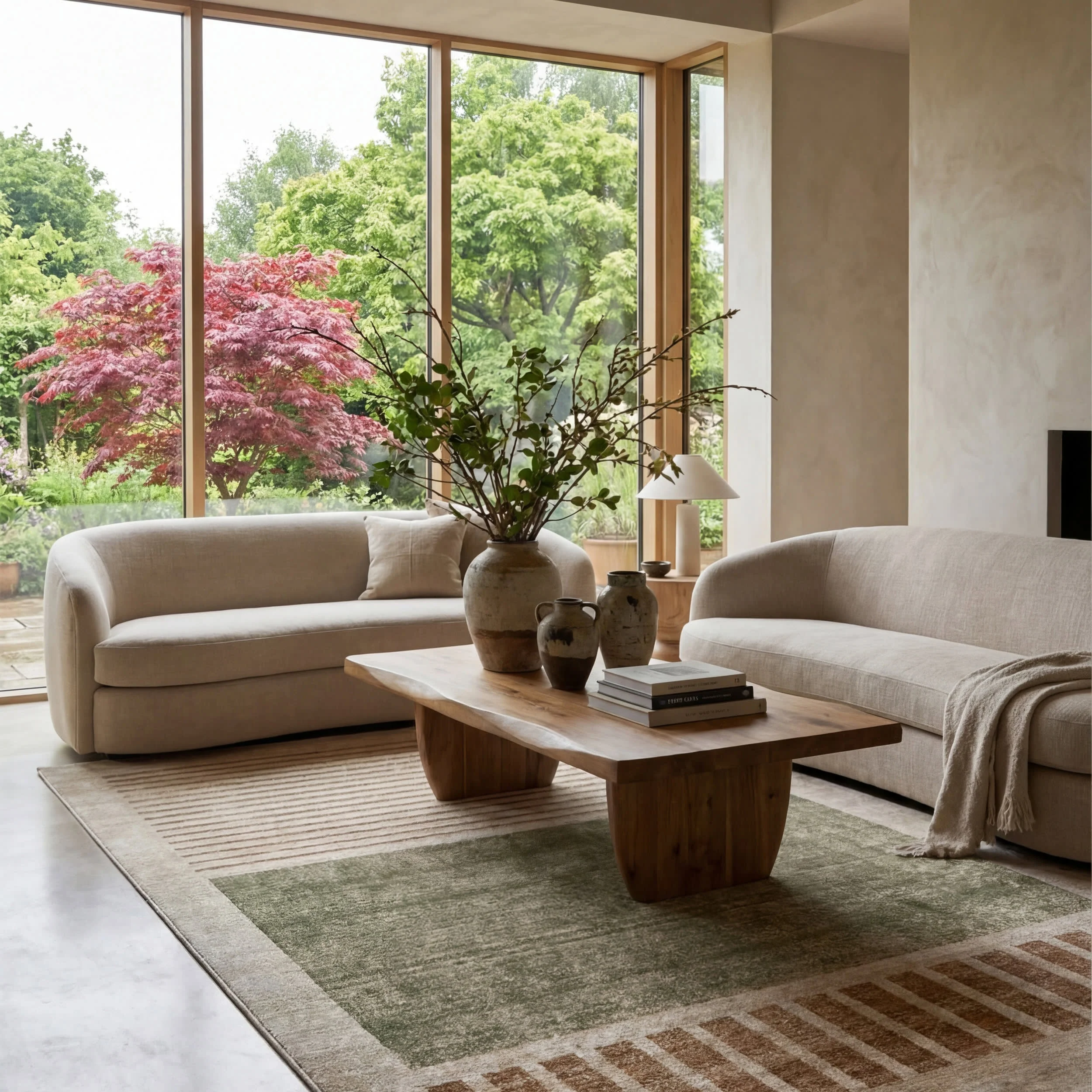 Anette Block Striped Rug | Green - Image 2
