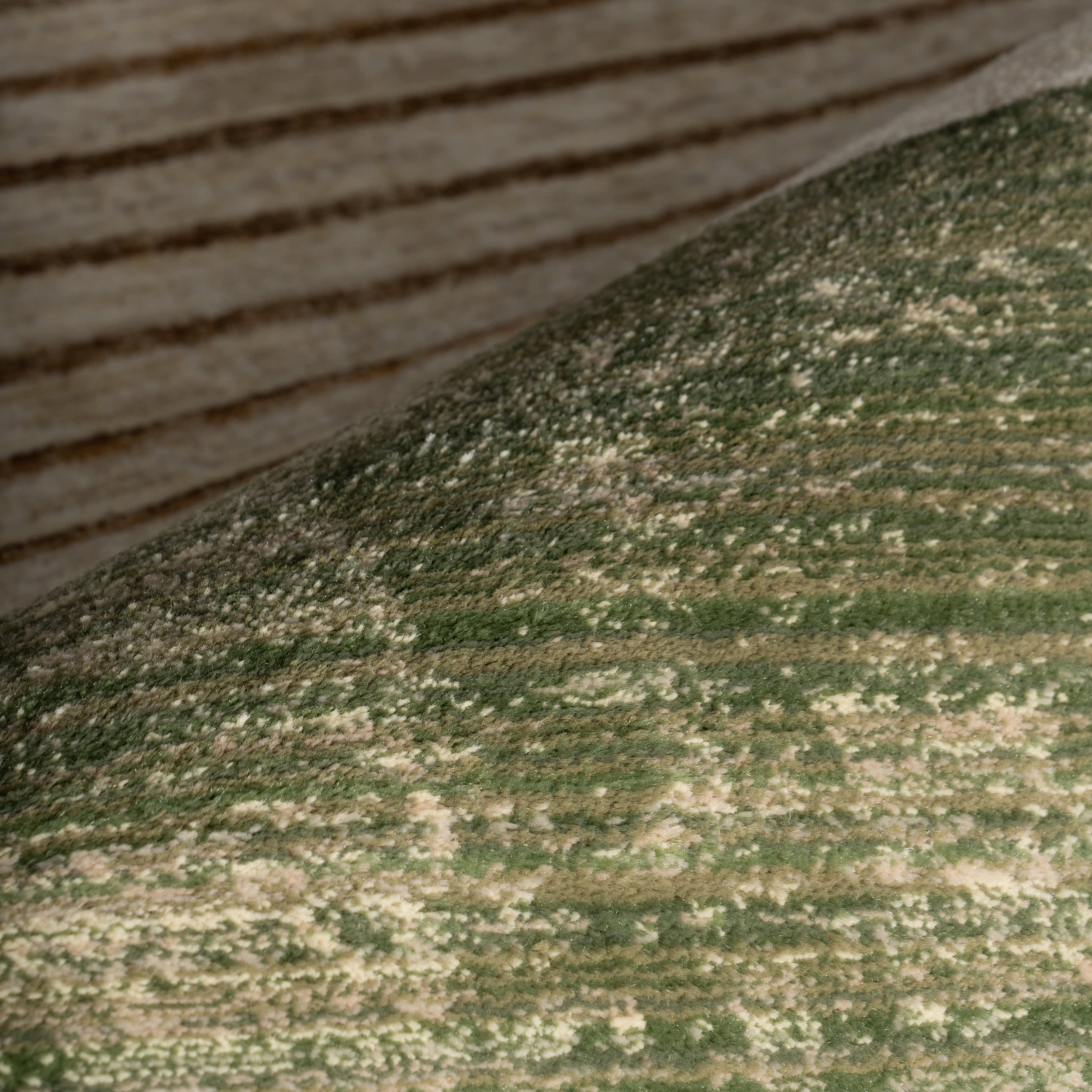 Anette Block Striped Rug | Green - Image 3