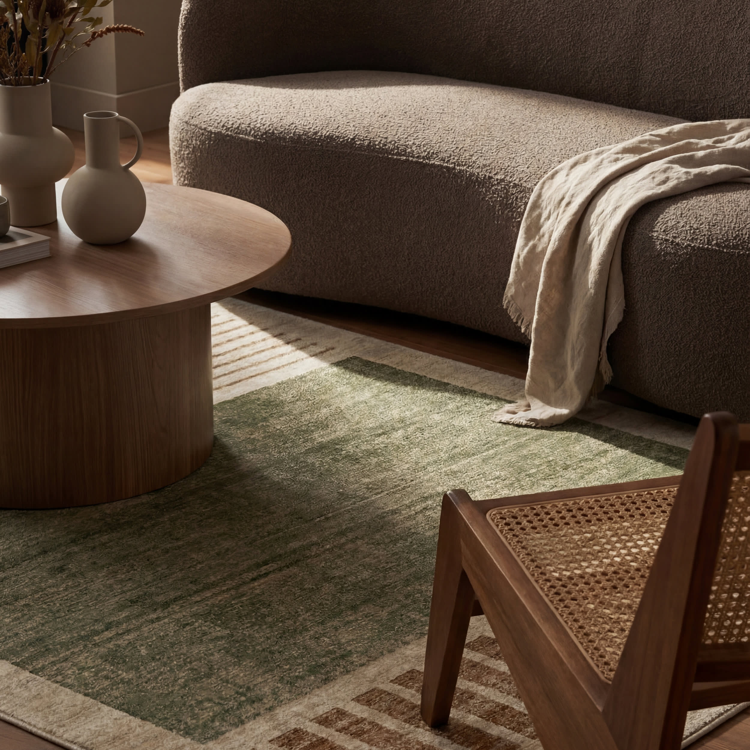 Anette Block Striped Rug | Green - Image 5