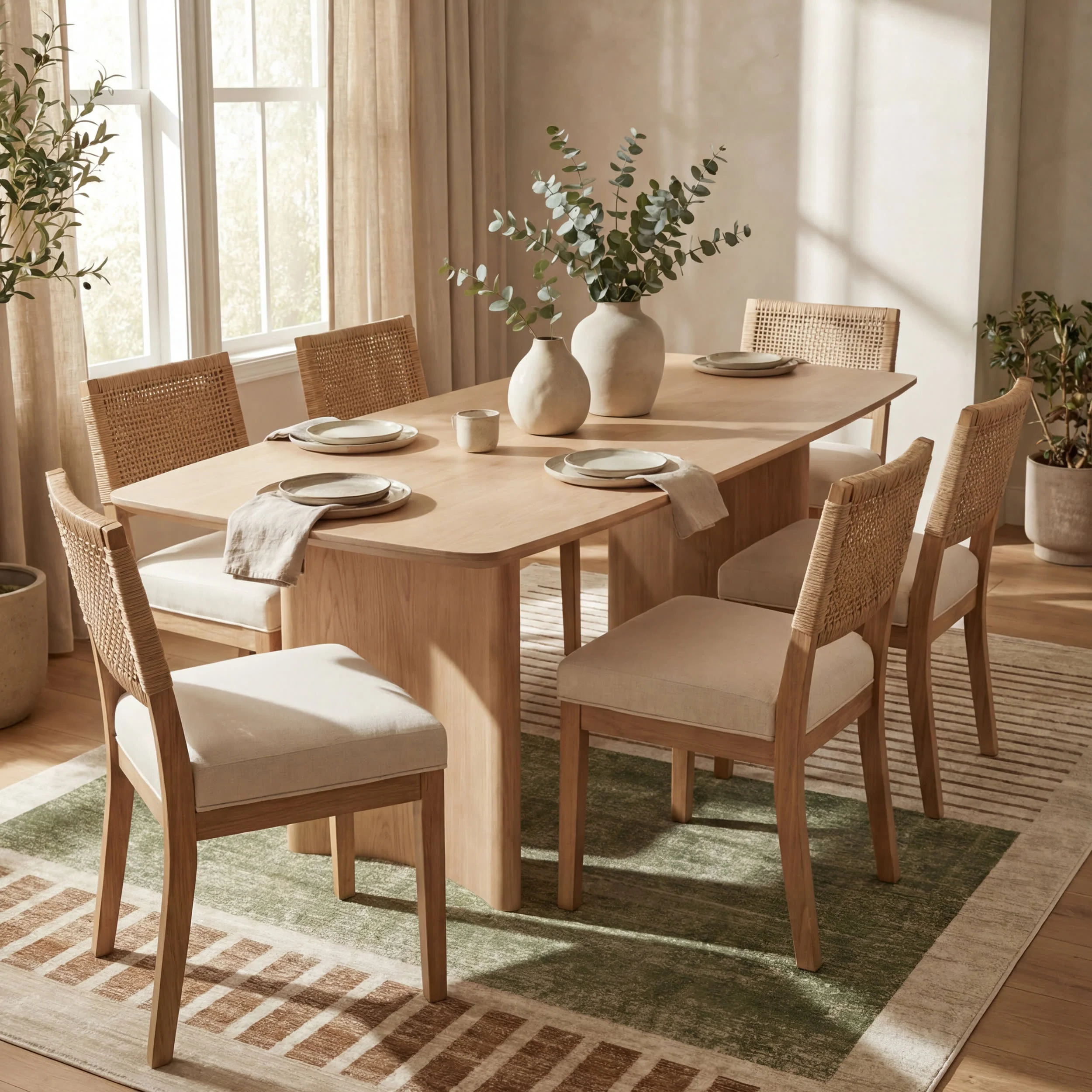 Anette Block Striped Rug | Green - Image 7