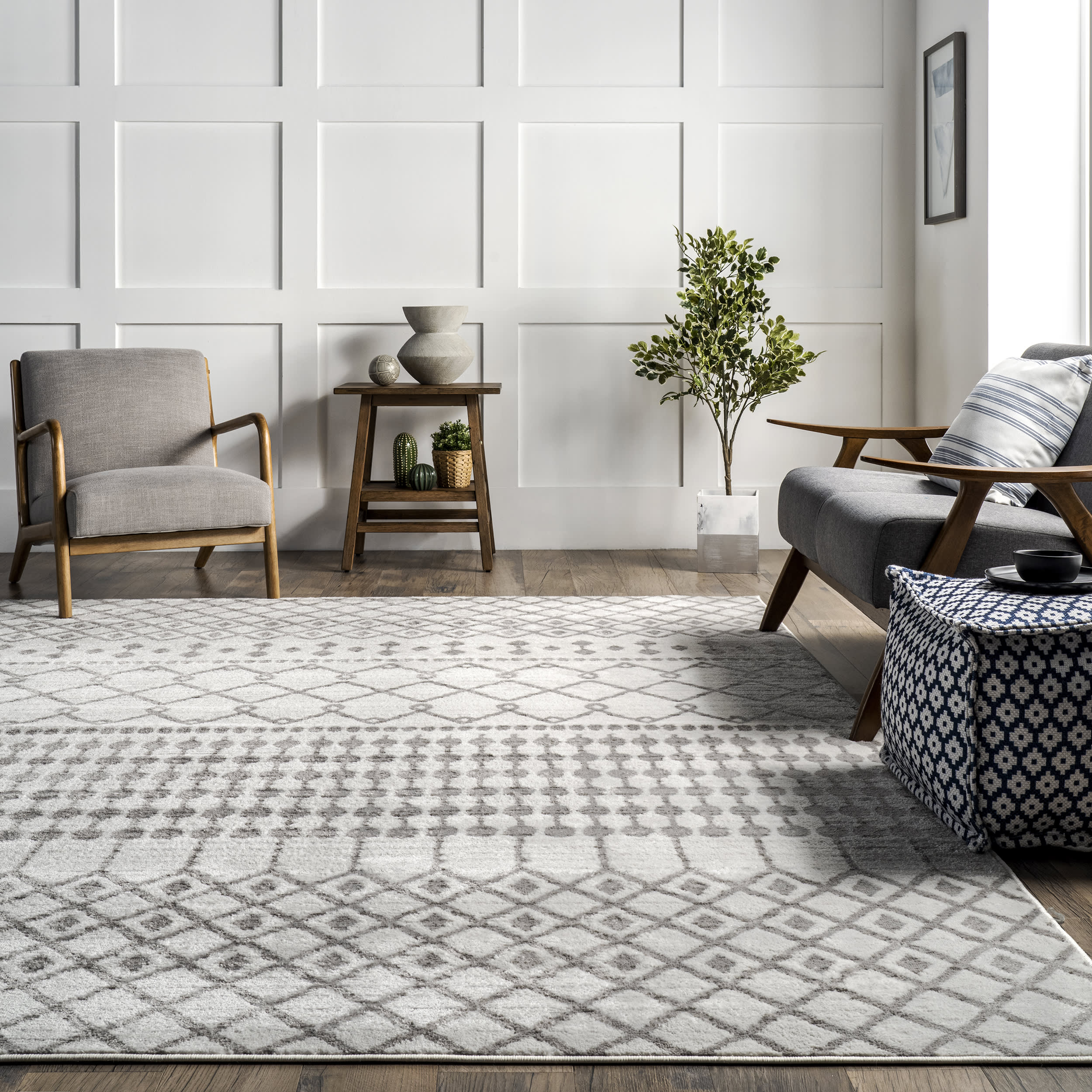 Angel Modern Trellis Rug | Beige - Image 4