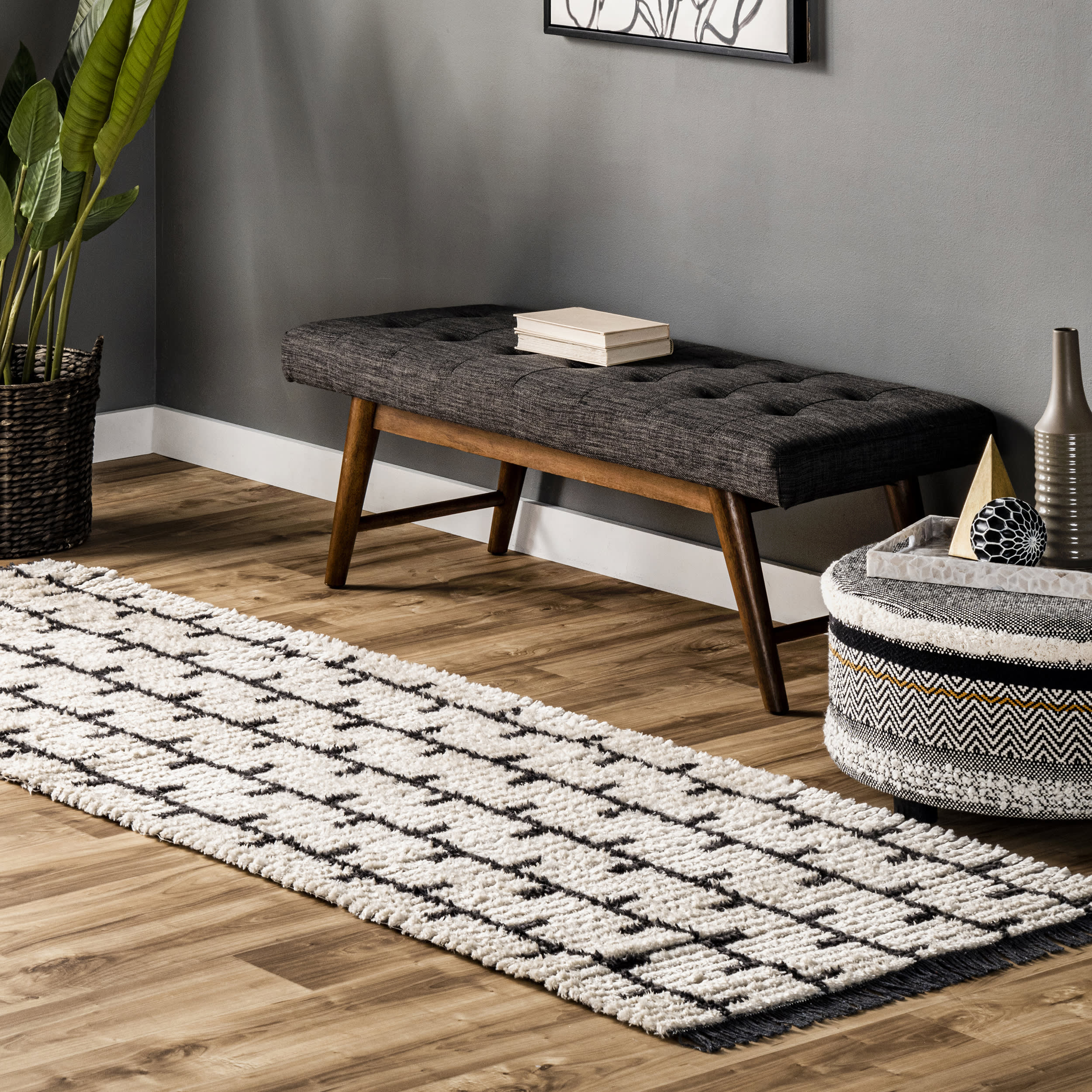 Angela Vine Fringed Rug | Beige - Image 2