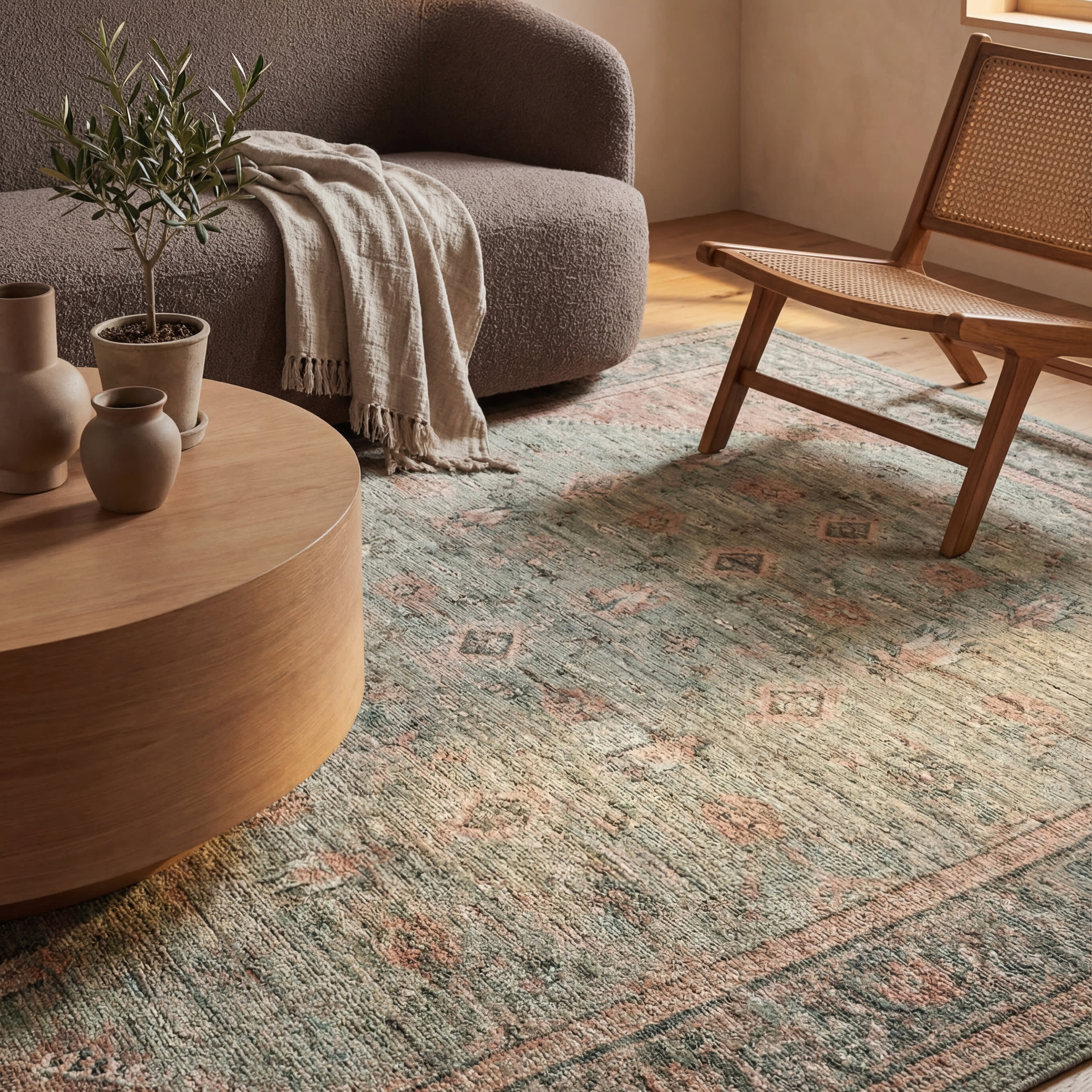Ankhe Traditional Bordered Rug | Blue - Image 5
