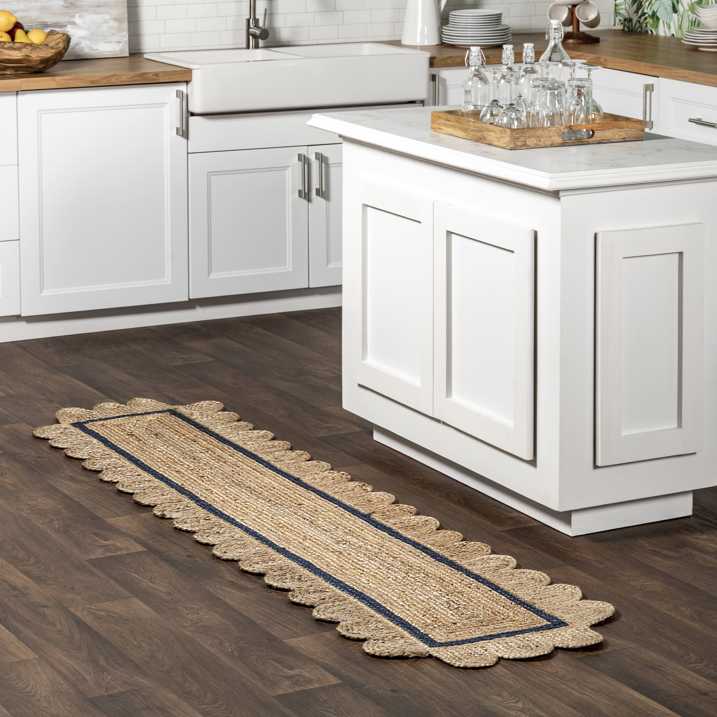 Anna Scalloped Jute Rug | Blue - Image 2