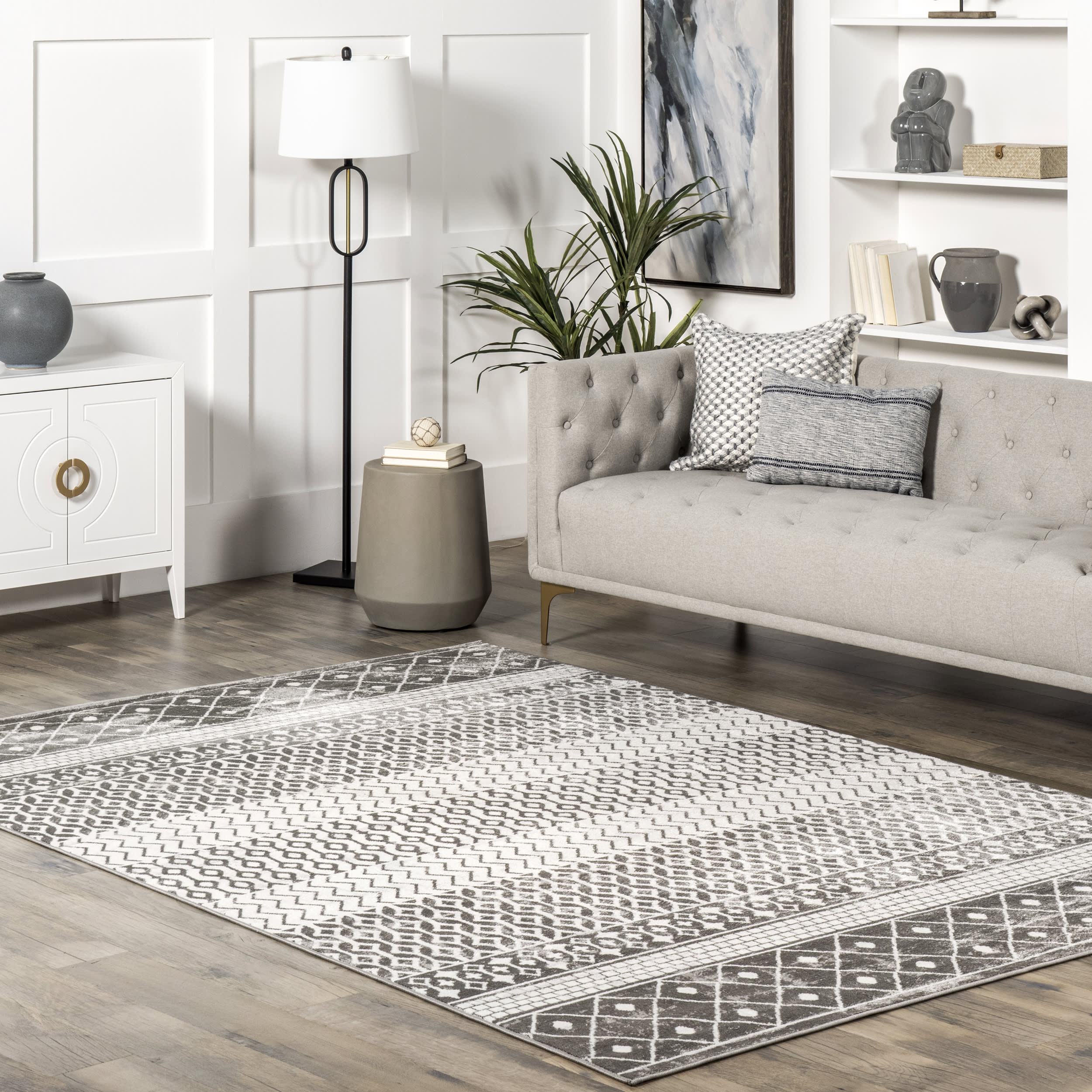 Annalise Trellis Stripes Rug | Grey - Image 2