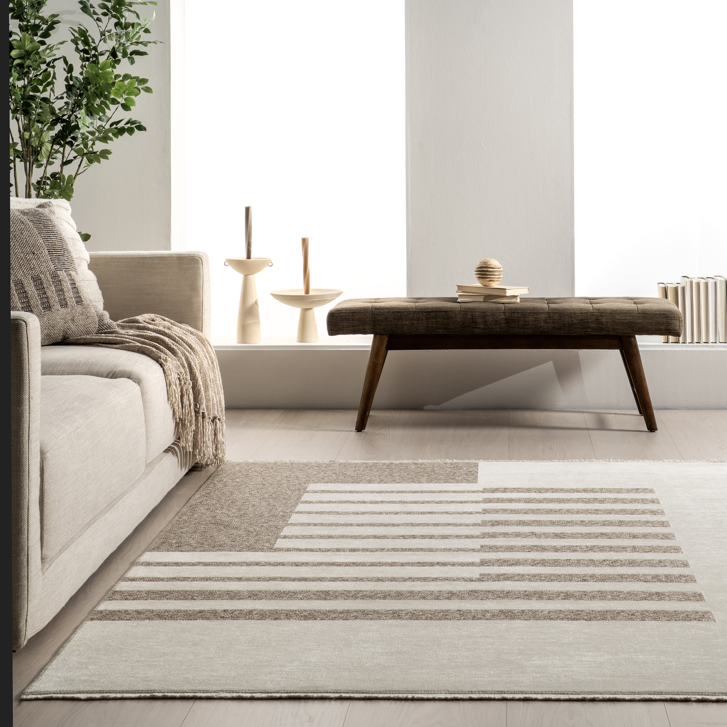 Anneli Geometric Reversible Washable Rug | Beige - Image 5