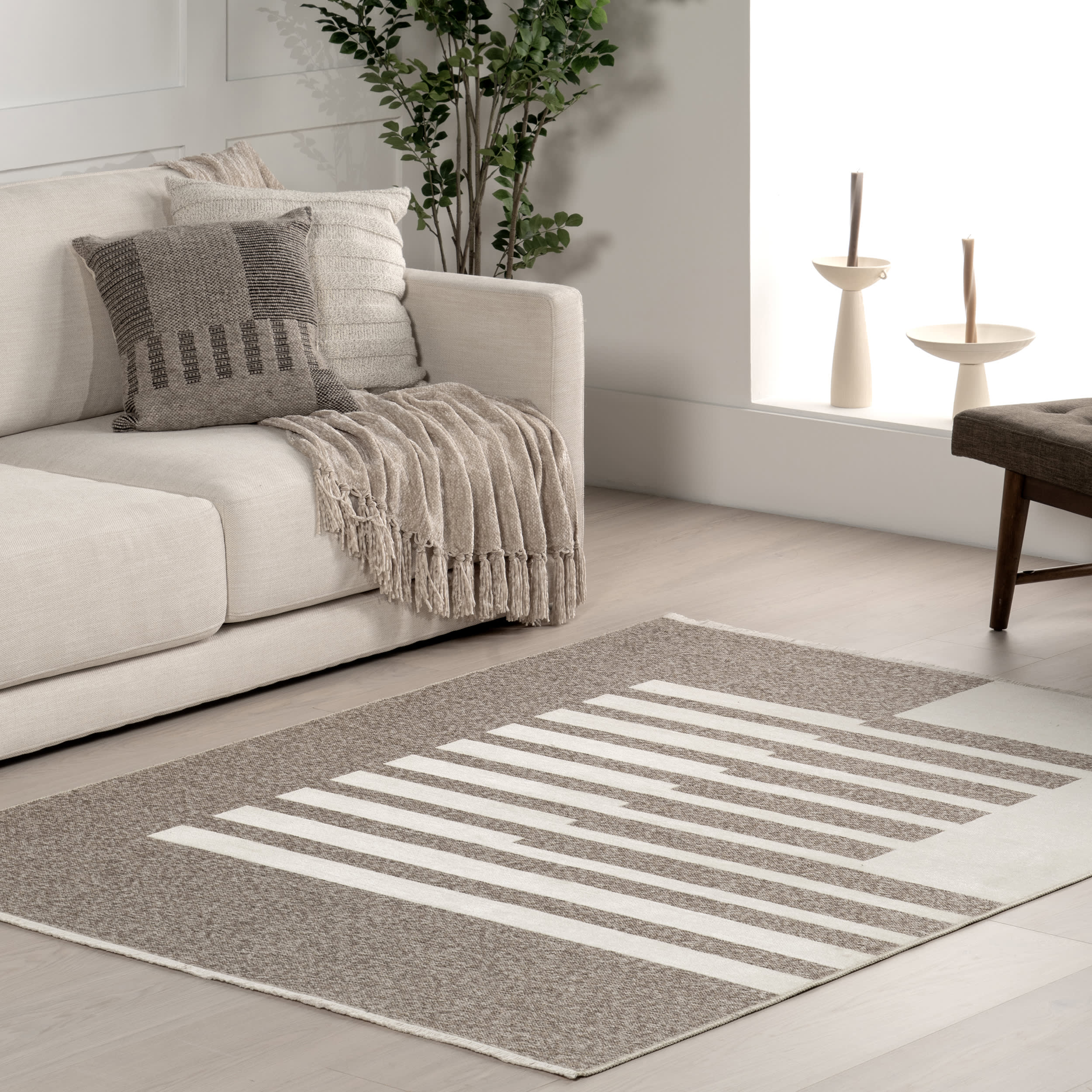 Anneli Geometric Reversible Washable Rug | Beige - Image 9