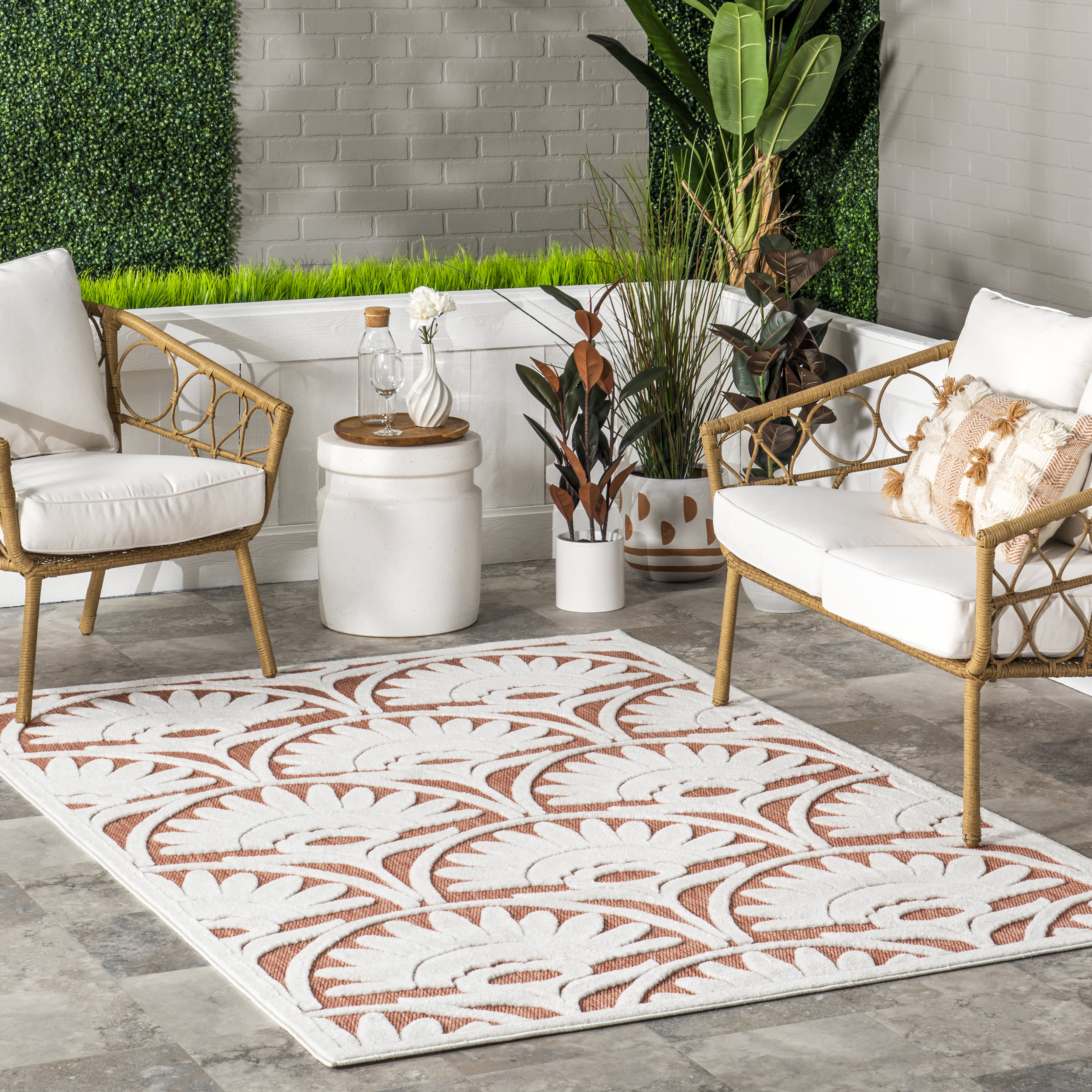 Annis Anthemion Indoor/Outdoor Rug | Brick - Image 2